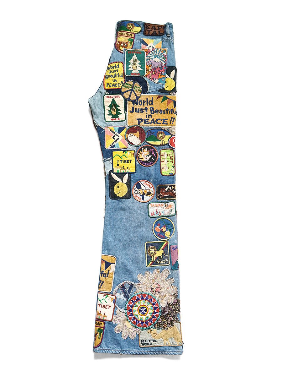 Kapital Kapital 12.5oz 5 Pocket Rat Flared (BEAUTIFUL WORLD INSANE) Size US 32 / EU 48 - 2 Thumbnail