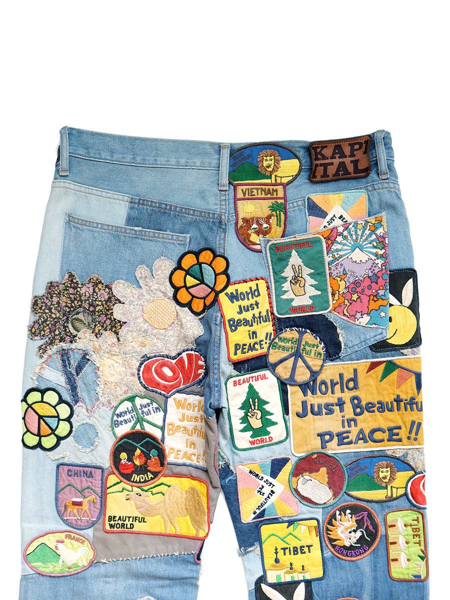 Kapital Kapital 12.5oz 5 Pocket Rat Flared (BEAUTIFUL WORLD INSANE) Size US 32 / EU 48 - 7 Thumbnail
