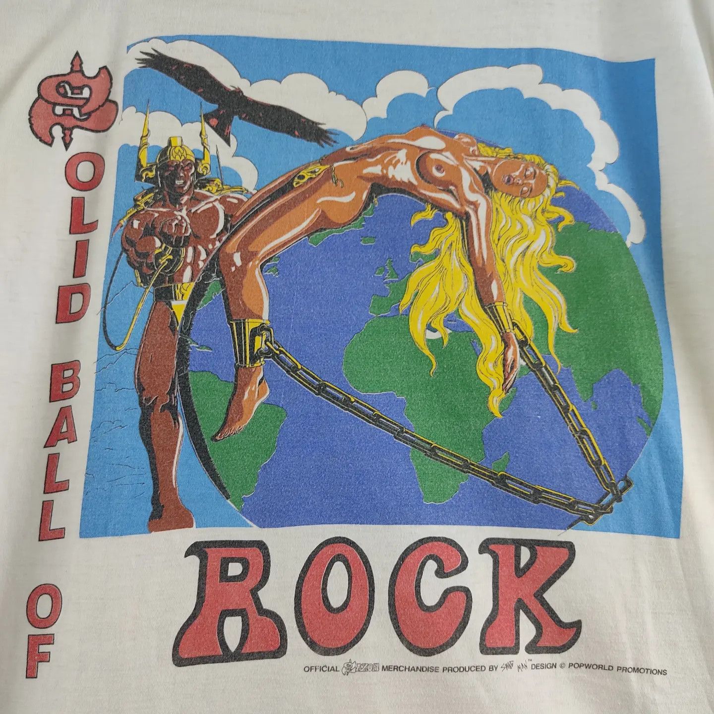Band Tees × Vintage 1991 Saxon Solid ball of rock L Size US L / EU 52-54 / 3 - 2 Thumbnail