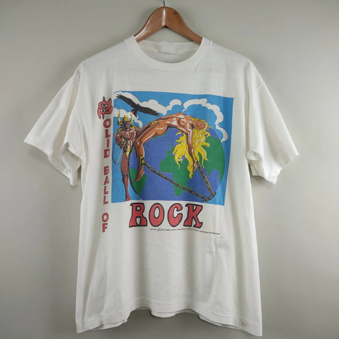 Band Tees × Vintage 1991 Saxon Solid ball of rock L Size US L / EU 52-54 / 3 - 1 Thumbnail