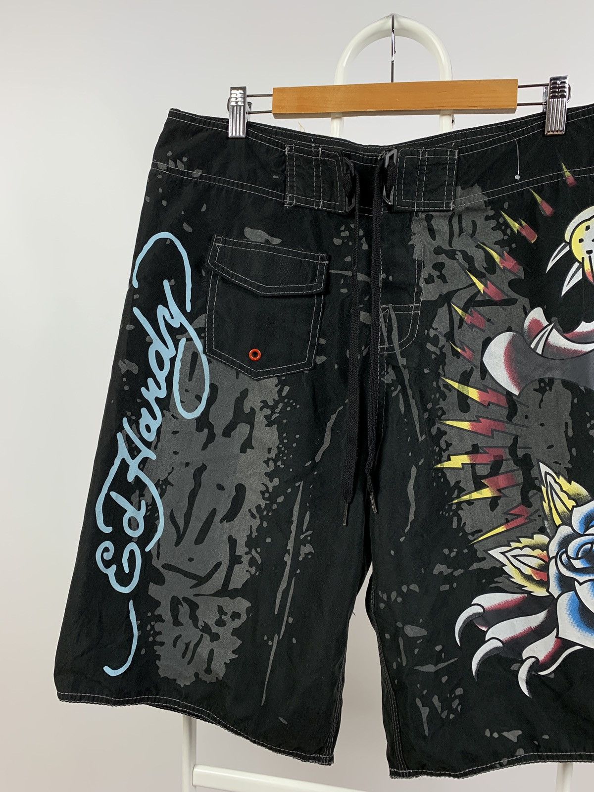 Christian Audigier Vintage Ed Hardy Black Pantera Rose Swimming Shorts Size US 36 / EU 52 - 7 Thumbnail