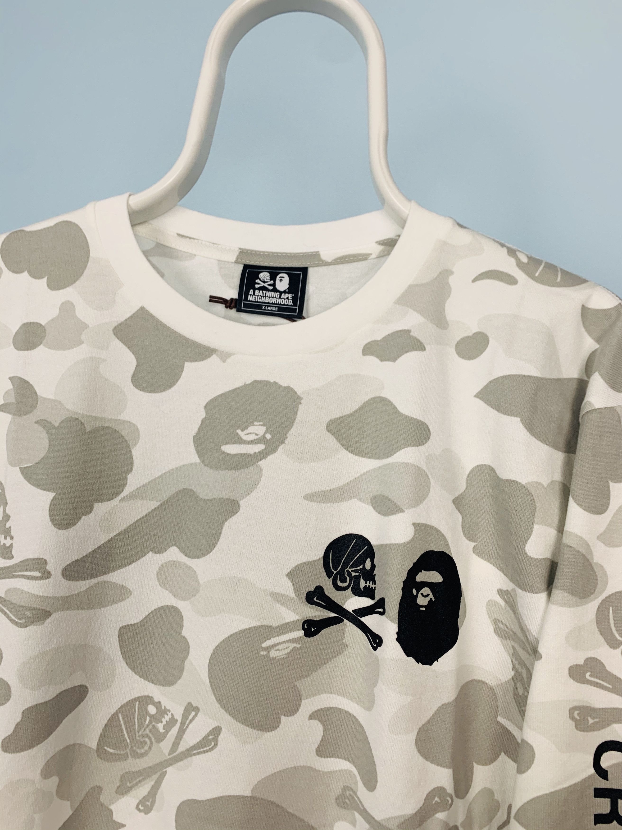 Bape Bape Neighborhood White Skull Camo Longsleeve Shirt Xlarge | Grailed