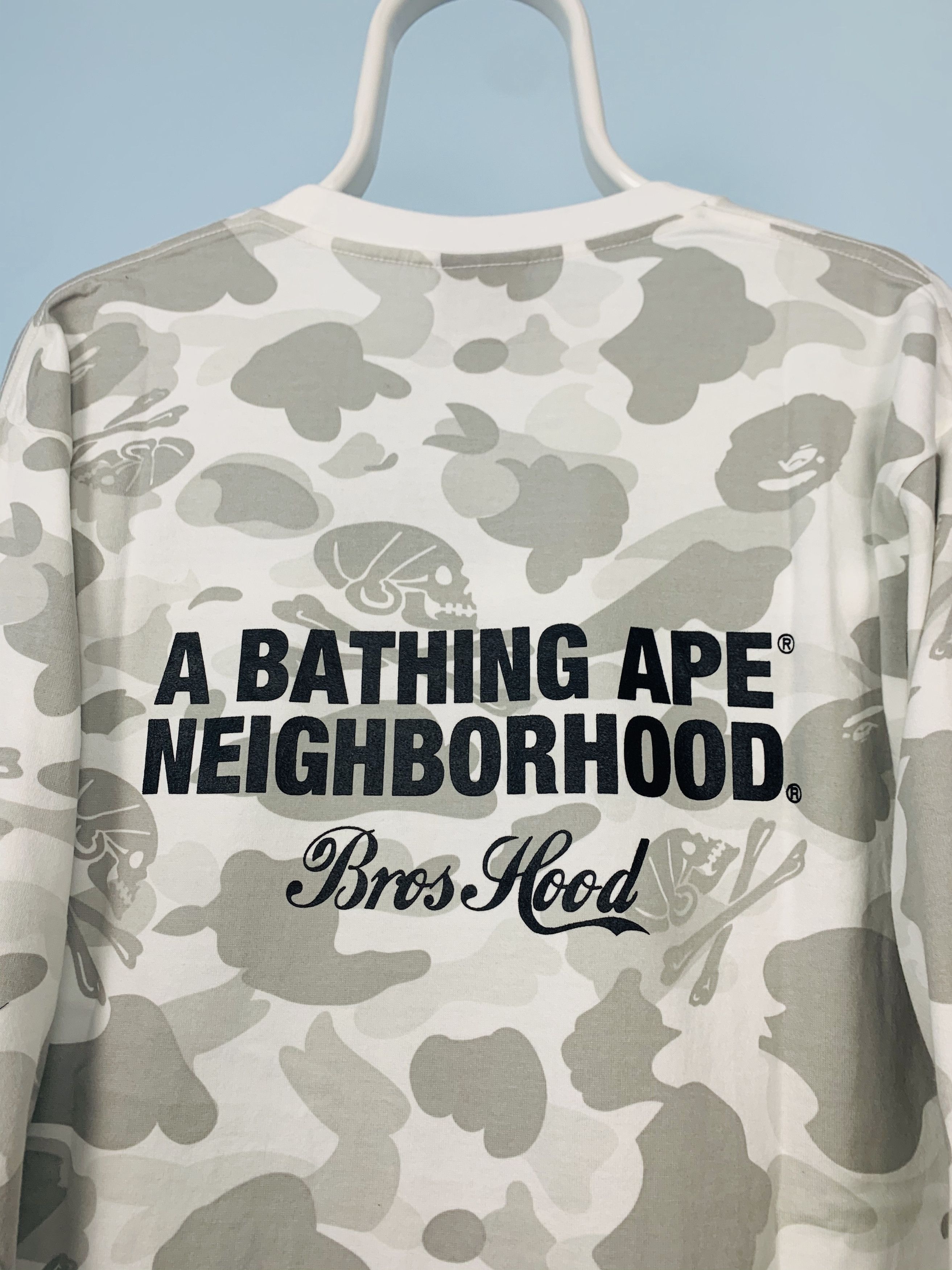 Bape × Neighborhood Bape Neighborhood White Skull Camo Longsleeve Shirt Xlarge Size US XL / EU 56 / 4 - 9 Thumbnail