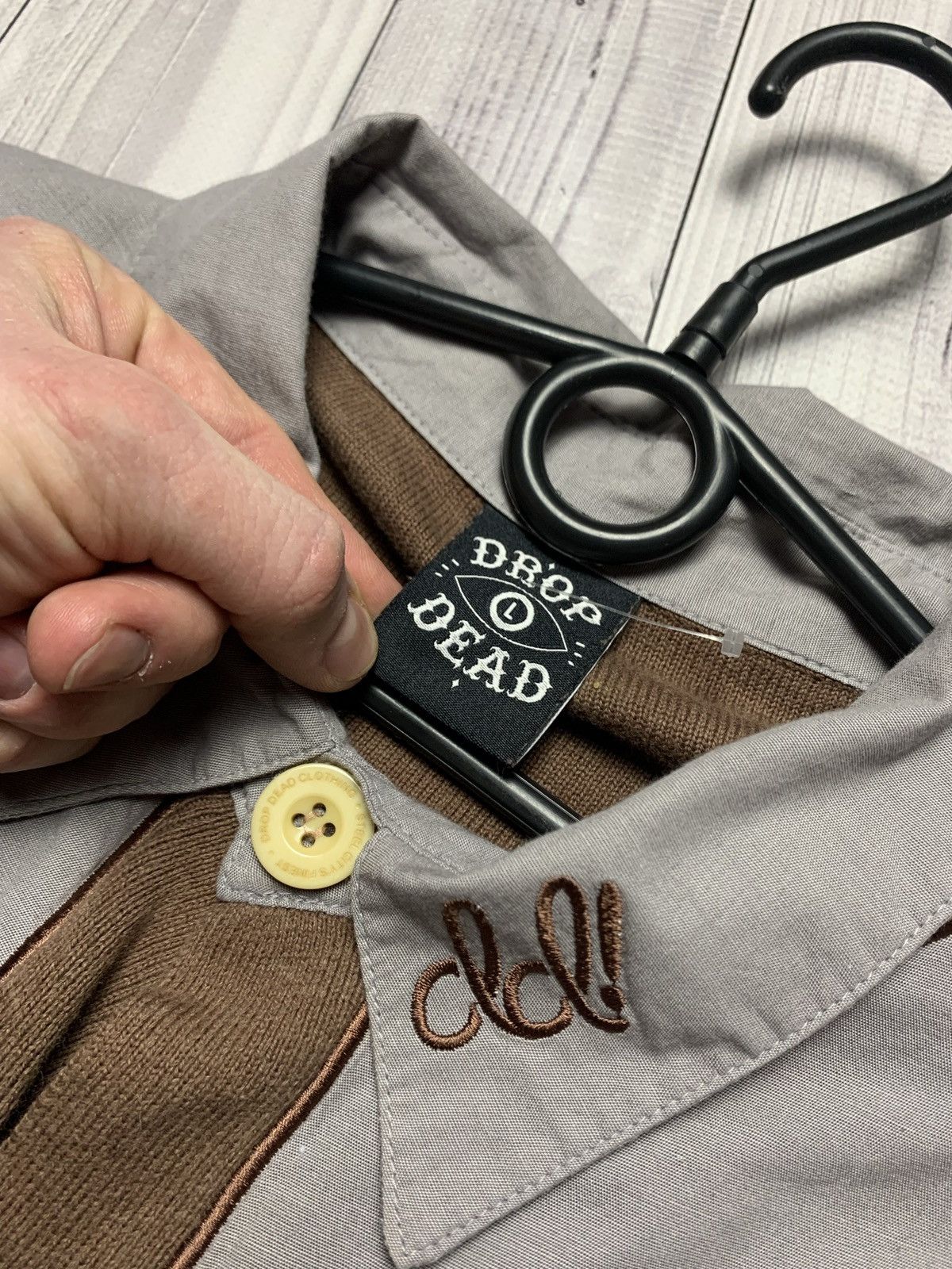 Drop Dead × Drop Dead Clothing Drop Dead Cardigan sweater over shirt rare brown Size US L / EU 52-54 / 3 - 2 Thumbnail