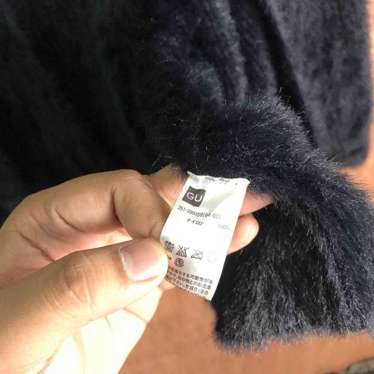 Vintage GU Long Black Shag Shaggy Fur Mohair Knitwear #6483 Size US L / EU 52-54 / 3 - 7 Thumbnail