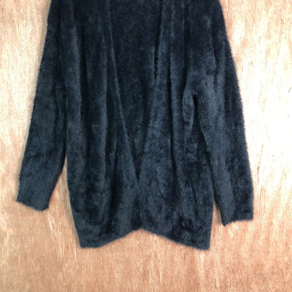 Vintage GU Long Black Shag Shaggy Fur Mohair Knitwear #6483 Size US L / EU 52-54 / 3 - 3 Thumbnail