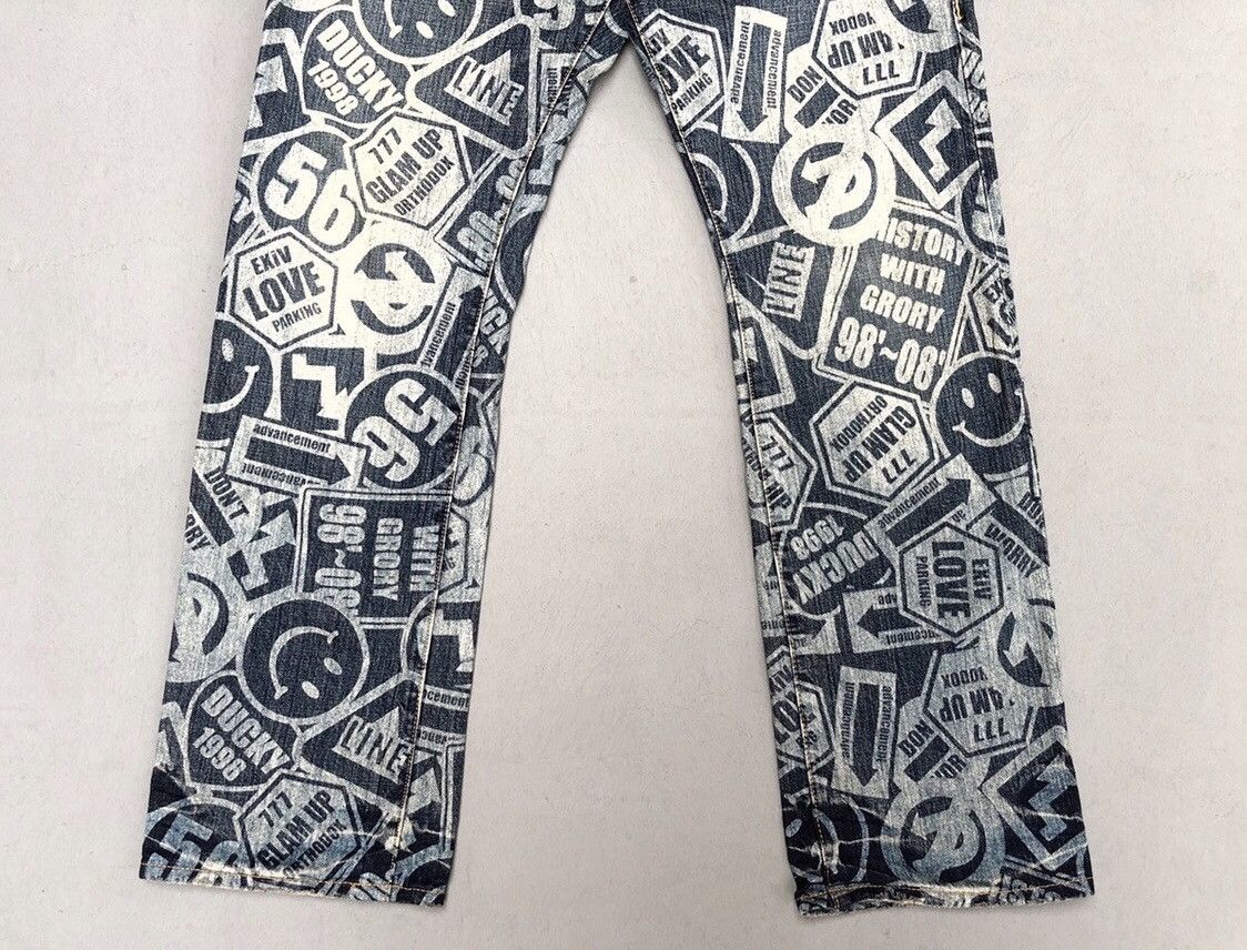 Designer × Japanese Brand HystericGlamour Style Signboard Logo Full Print Denim Pants Size US 29 - 3 Thumbnail