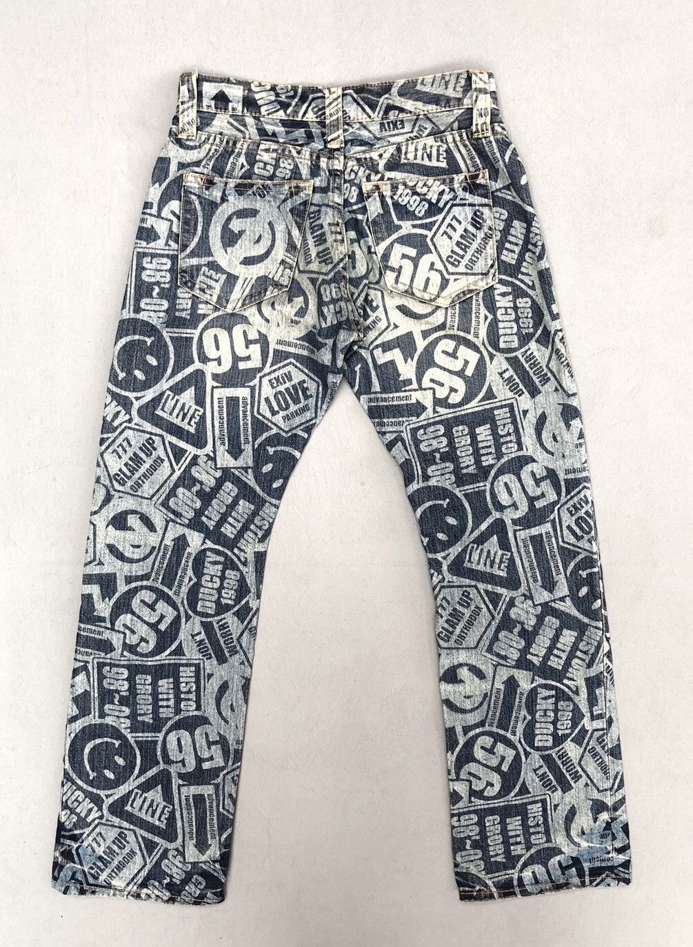 Designer × Japanese Brand HystericGlamour Style Signboard Logo Full Print Denim Pants Size US 29 - 6 Thumbnail