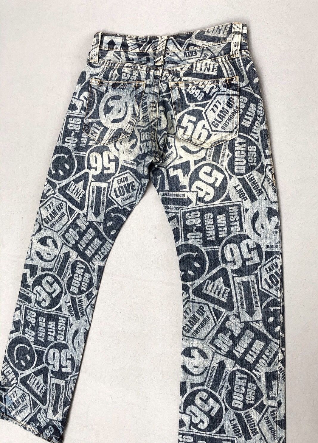 Designer × Japanese Brand HystericGlamour Style Signboard Logo Full Print Denim Pants Size US 29 - 9 Thumbnail