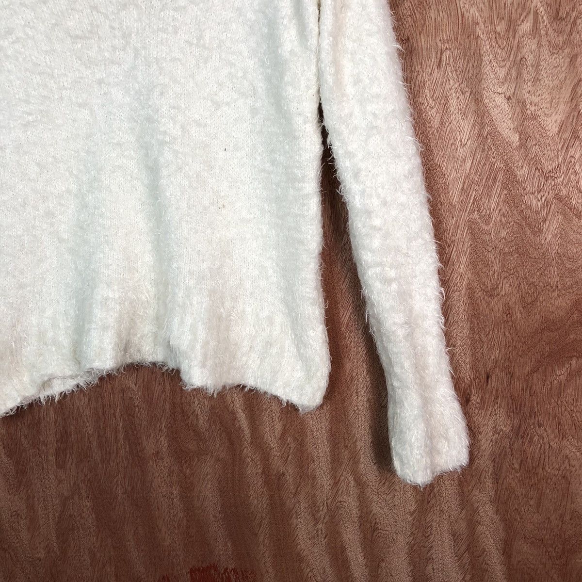 Homespun Knitwear Rich White Shag Shaggy Fur Mohair Knitwear #6612 Size S / US 4 / IT 40 - 5 Thumbnail