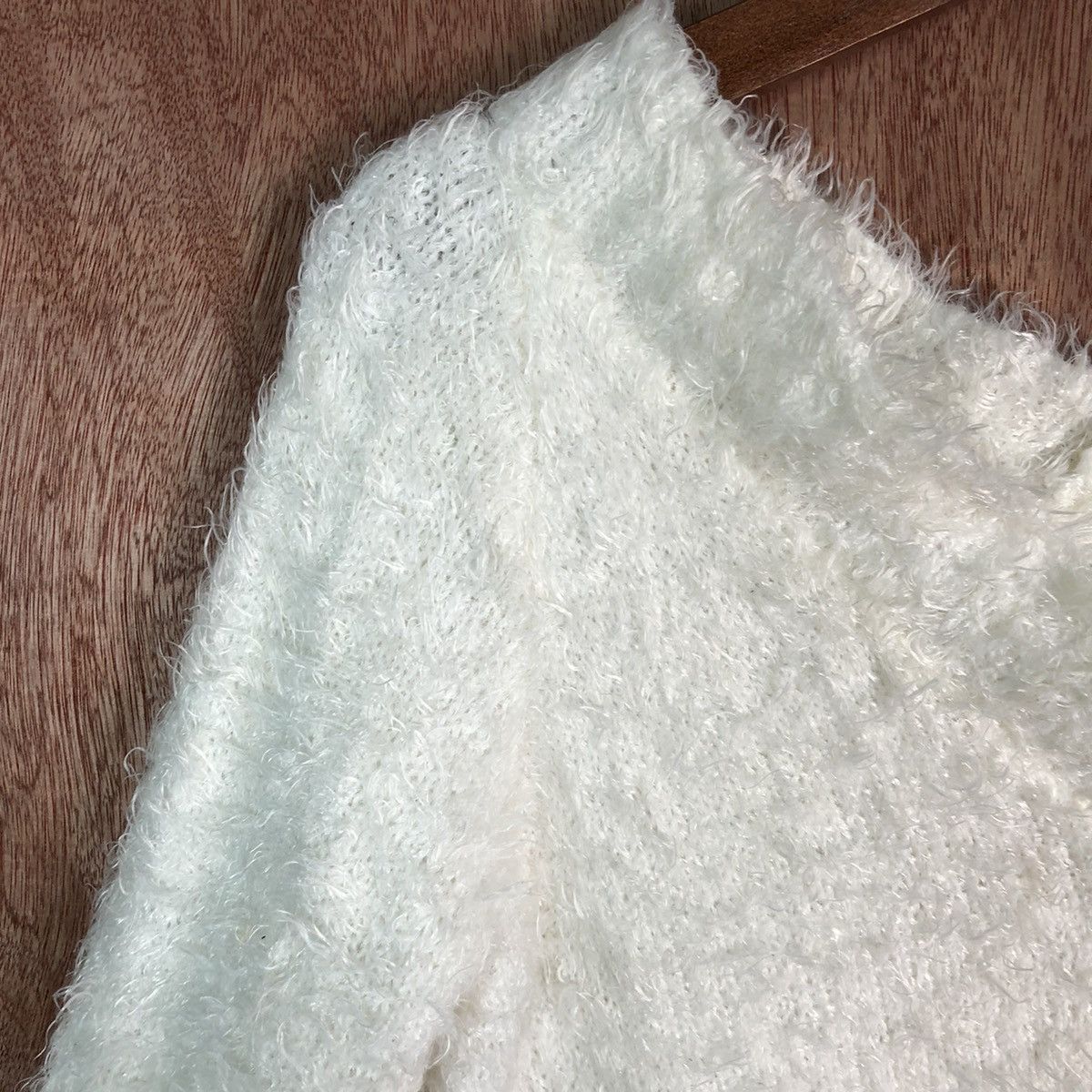 Homespun Knitwear Rich White Shag Shaggy Fur Mohair Knitwear #6612 Size S / US 4 / IT 40 - 6 Thumbnail