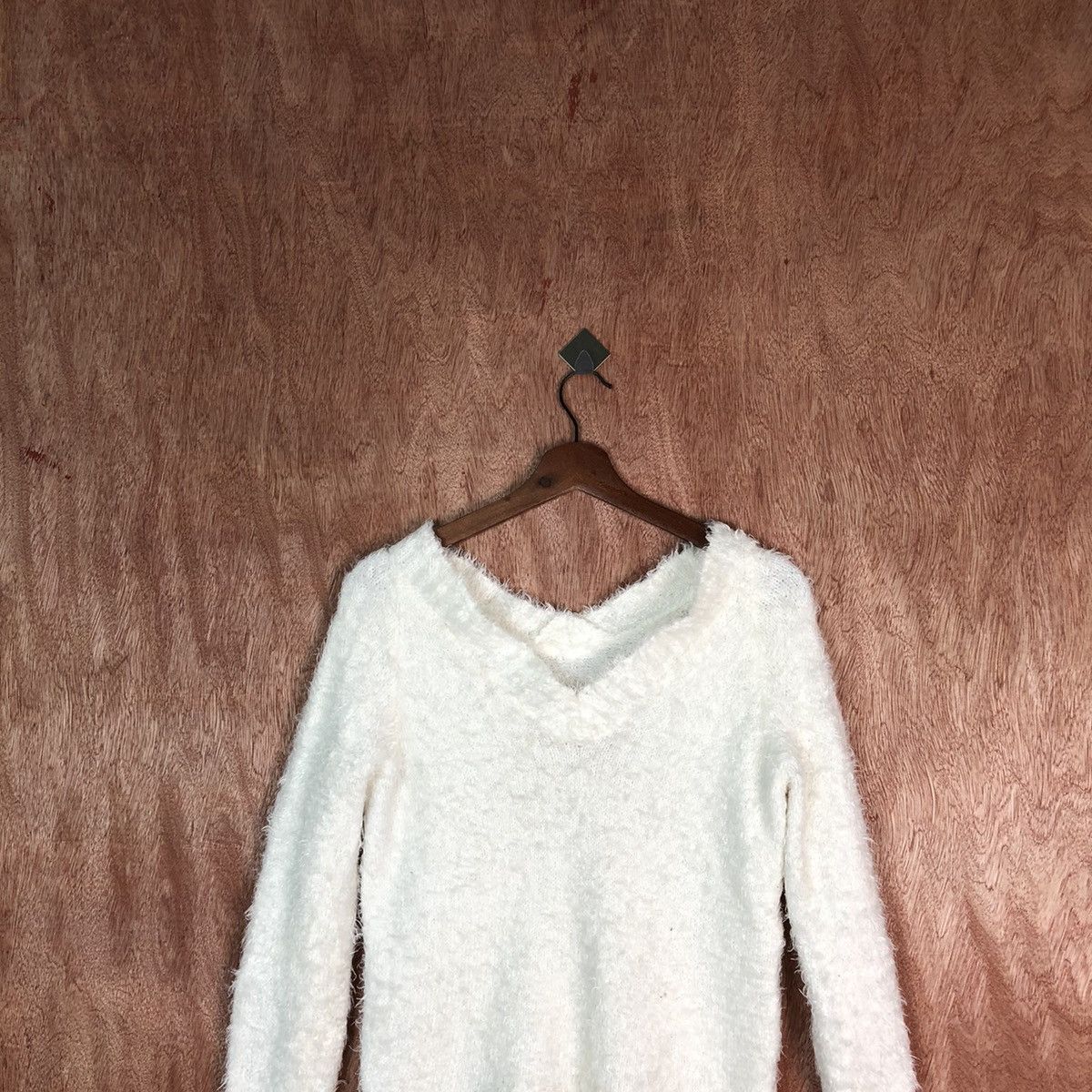 Homespun Knitwear Rich White Shag Shaggy Fur Mohair Knitwear #6612 Size S / US 4 / IT 40 - 2 Thumbnail