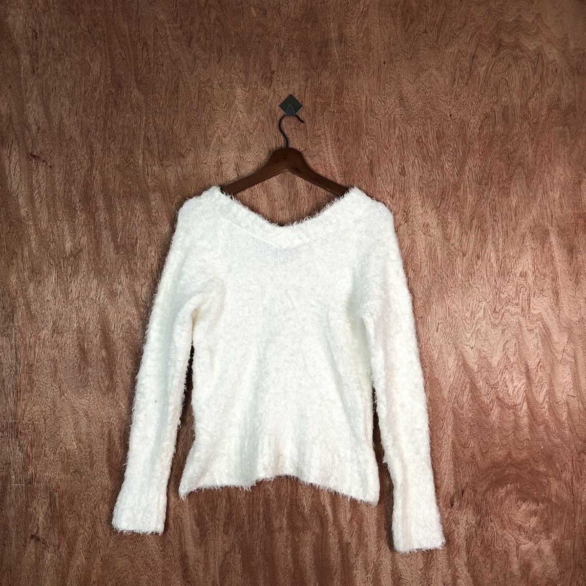 Homespun Knitwear Rich White Shag Shaggy Fur Mohair Knitwear #6612 Size S / US 4 / IT 40 - 9 Thumbnail