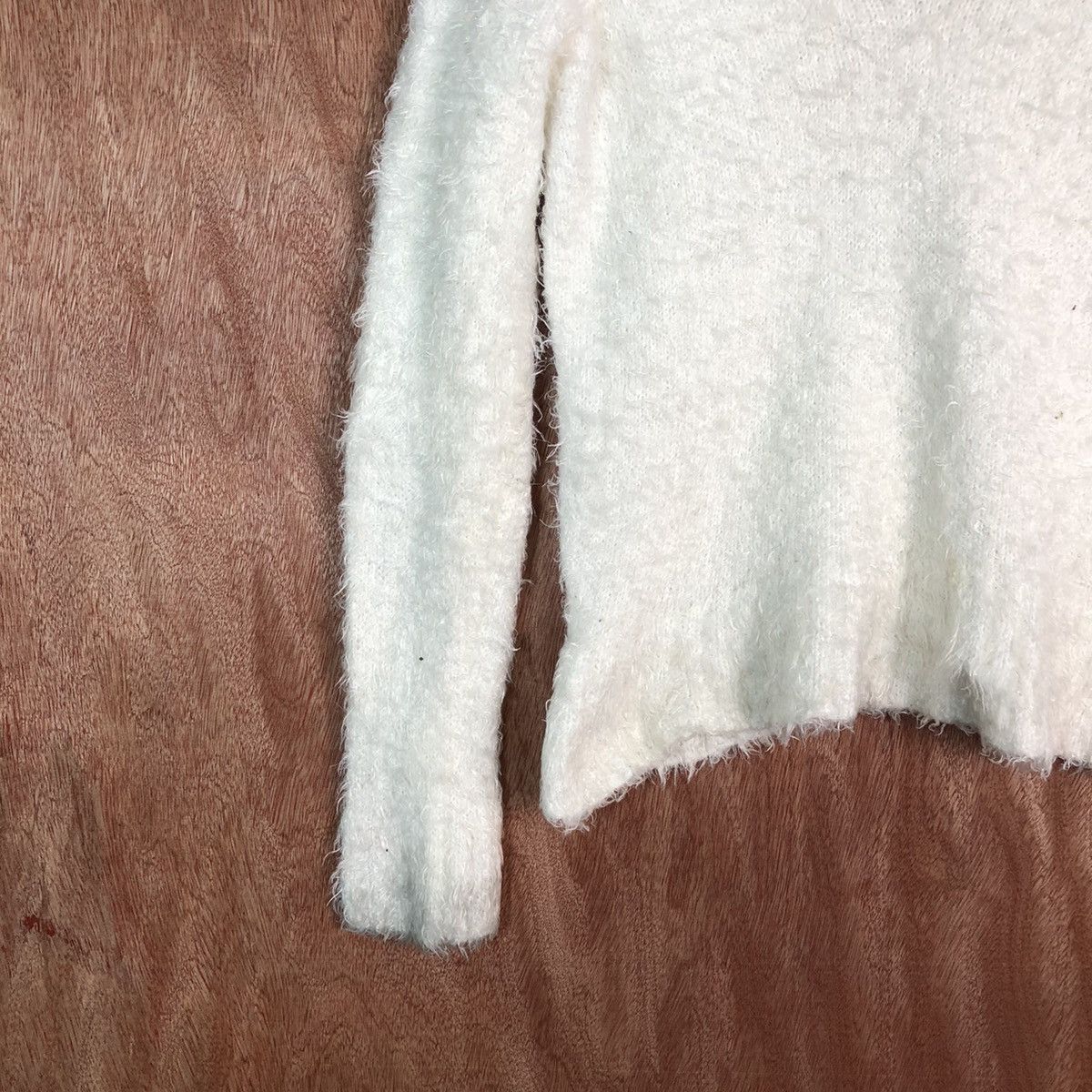 Homespun Knitwear Rich White Shag Shaggy Fur Mohair Knitwear #6612 Size S / US 4 / IT 40 - 4 Thumbnail