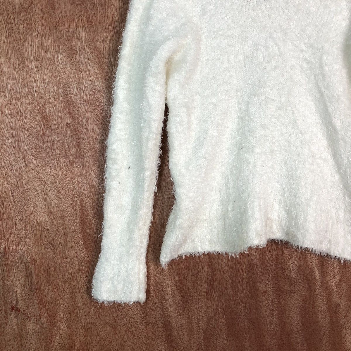 Homespun Knitwear Rich White Shag Shaggy Fur Mohair Knitwear #6612 Size S / US 4 / IT 40 - 10 Thumbnail