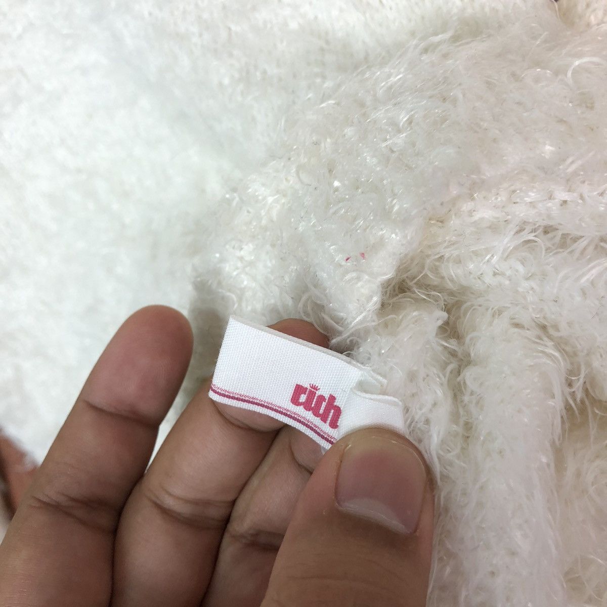 Homespun Knitwear Rich White Shag Shaggy Fur Mohair Knitwear #6612 Size S / US 4 / IT 40 - 8 Thumbnail