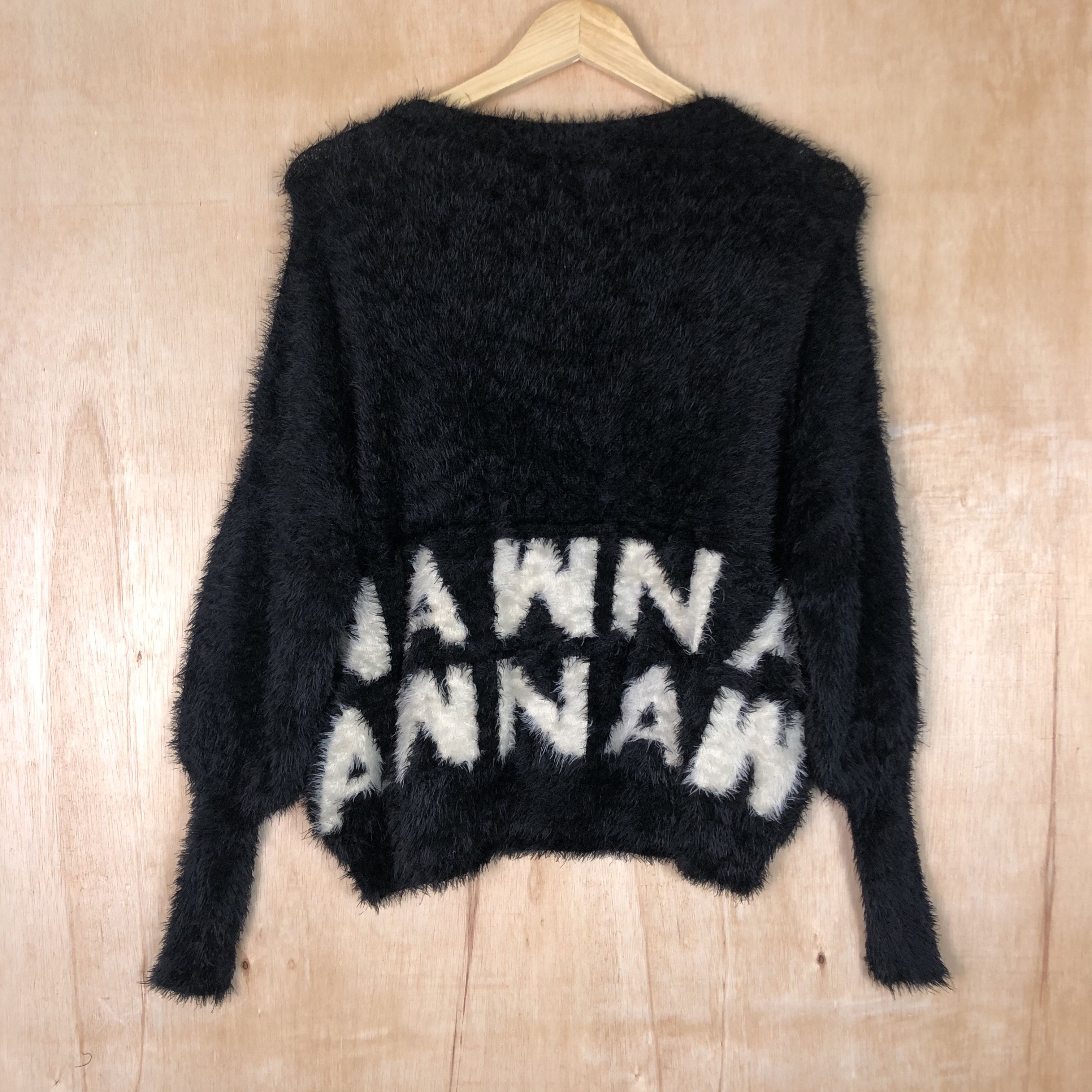 Aran Isles Knitwear × Homespun Knitwear × Japanese Brand DLL One Spo Black MOhair Shag Shaggy Knitwear #c076 Size US M / EU 48-50 / 2 - 10 Thumbnail