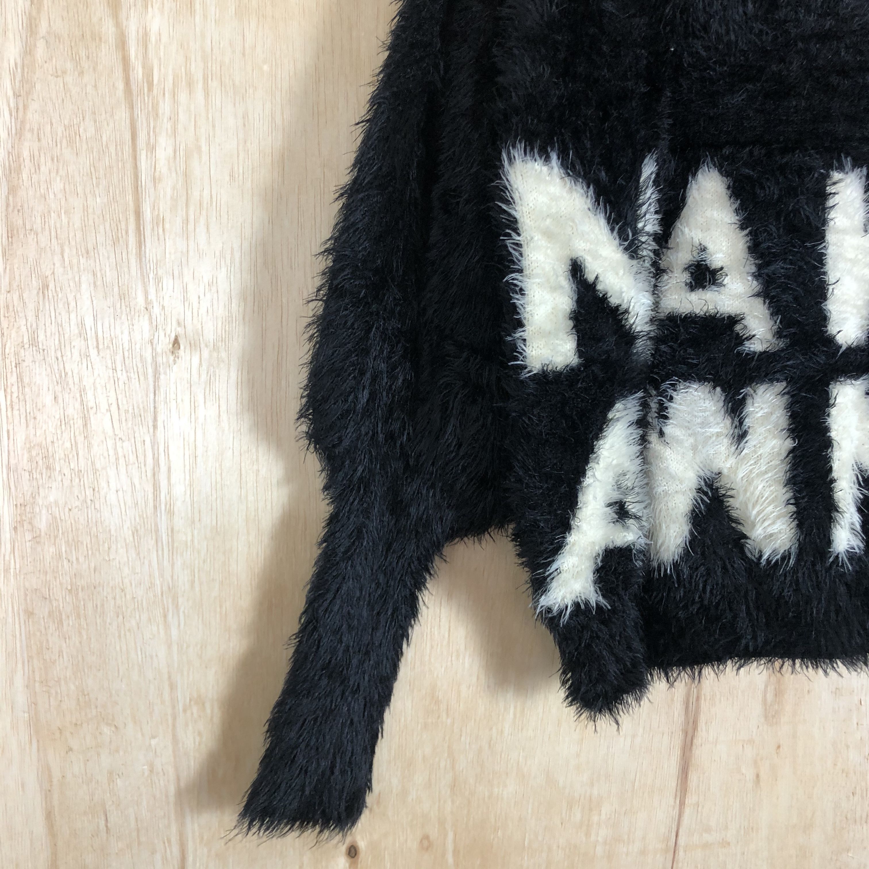 Aran Isles Knitwear × Homespun Knitwear × Japanese Brand DLL One Spo Black MOhair Shag Shaggy Knitwear #c076 Size US M / EU 48-50 / 2 - 6 Thumbnail