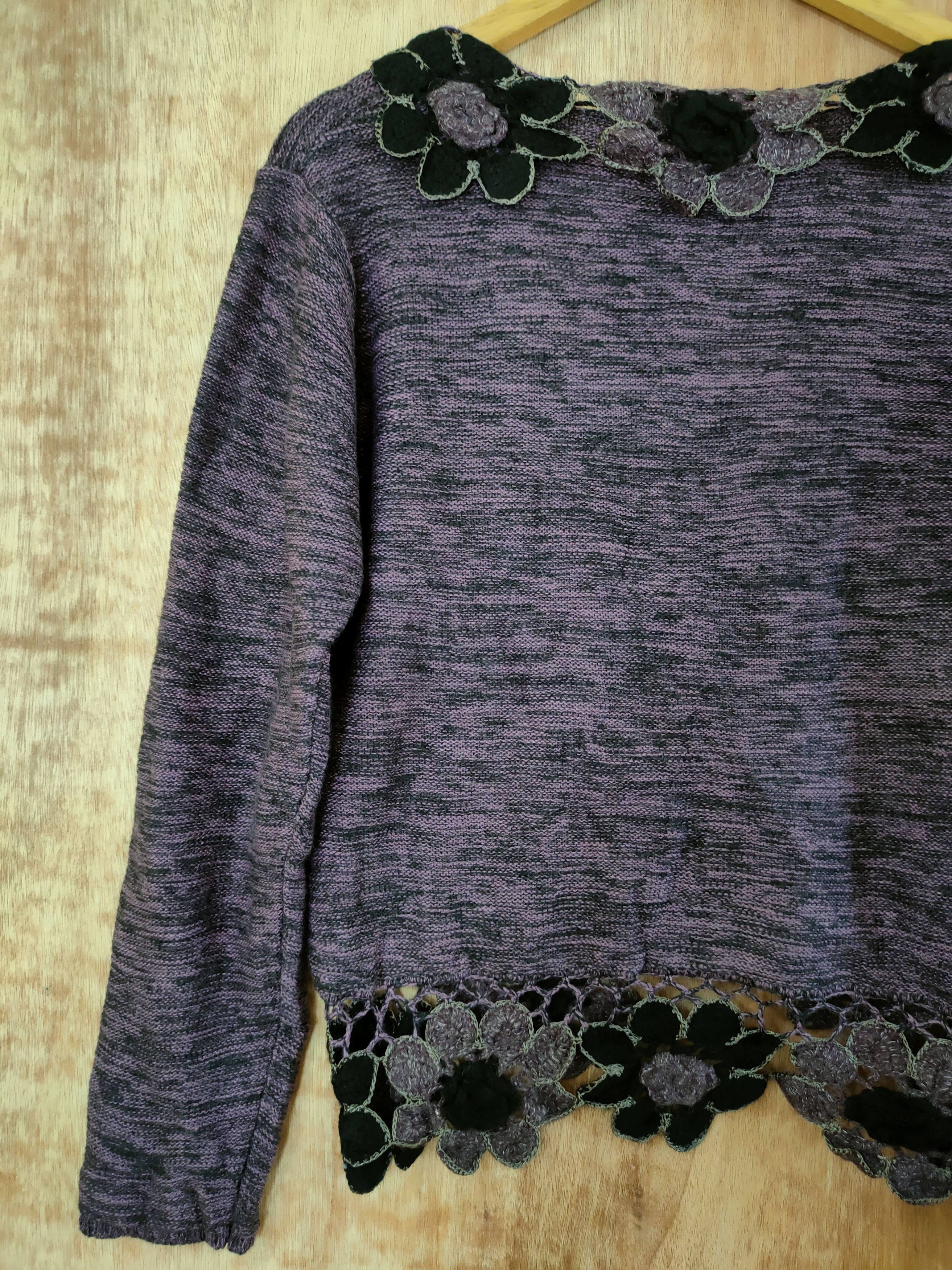 Vintage Kalabaza art flower knitwear japan purple cardigan #46-655 Size M / US 6-8 / IT 42-44 - 8 Thumbnail