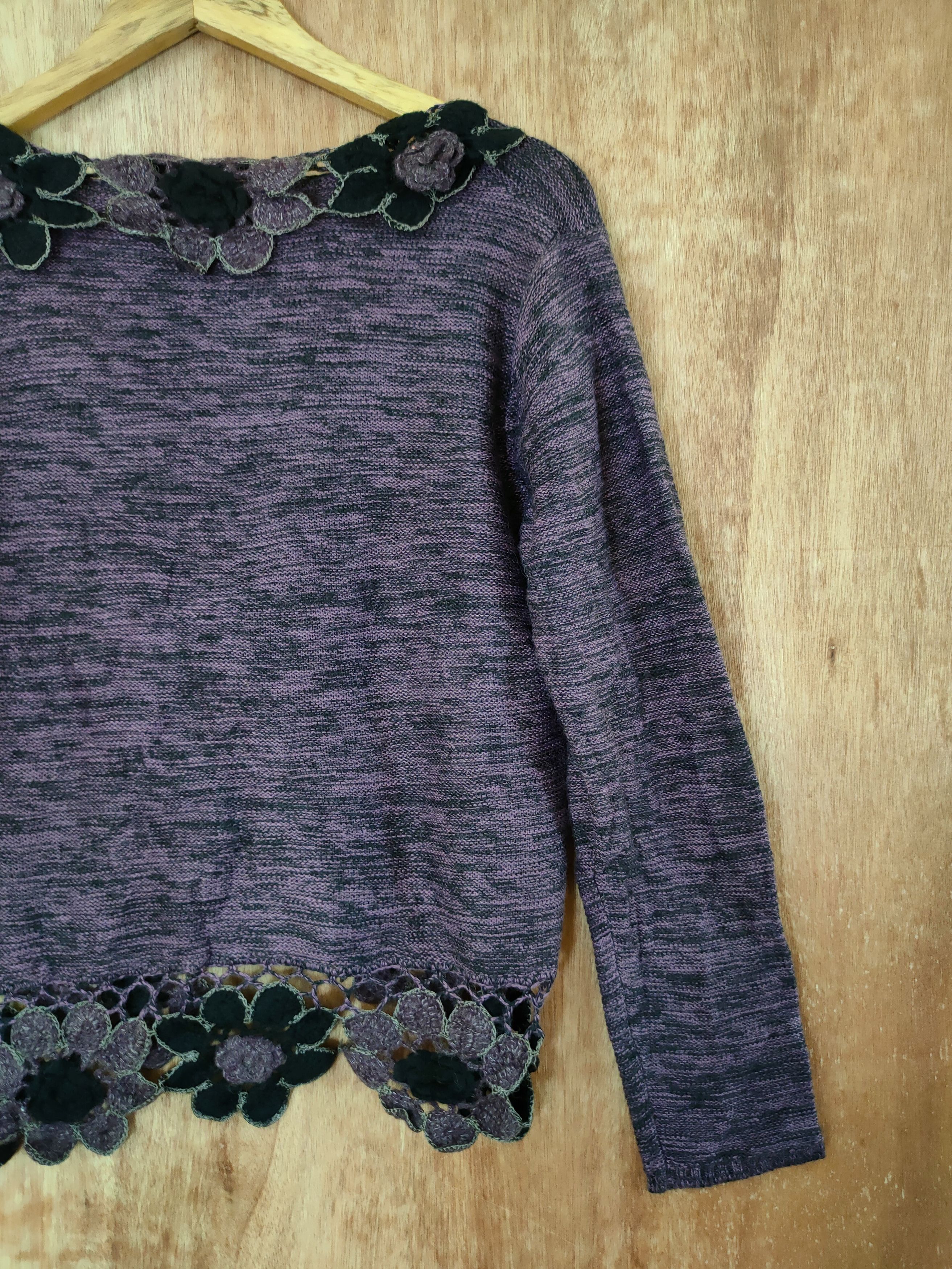 Vintage Kalabaza art flower knitwear japan purple cardigan #46-655 Size M / US 6-8 / IT 42-44 - 9 Thumbnail