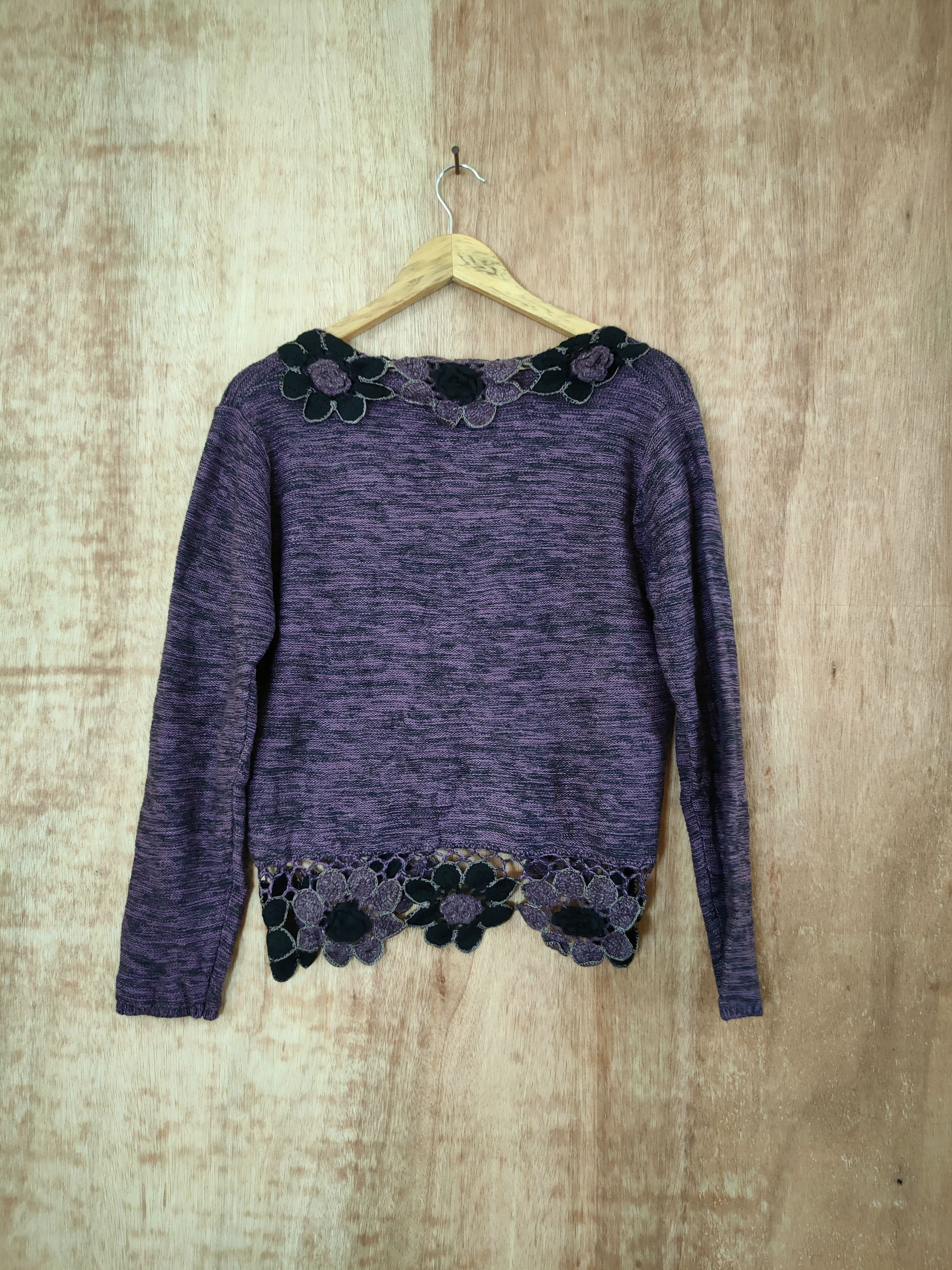 Vintage Kalabaza art flower knitwear japan purple cardigan #46-655 Size M / US 6-8 / IT 42-44 - 7 Thumbnail