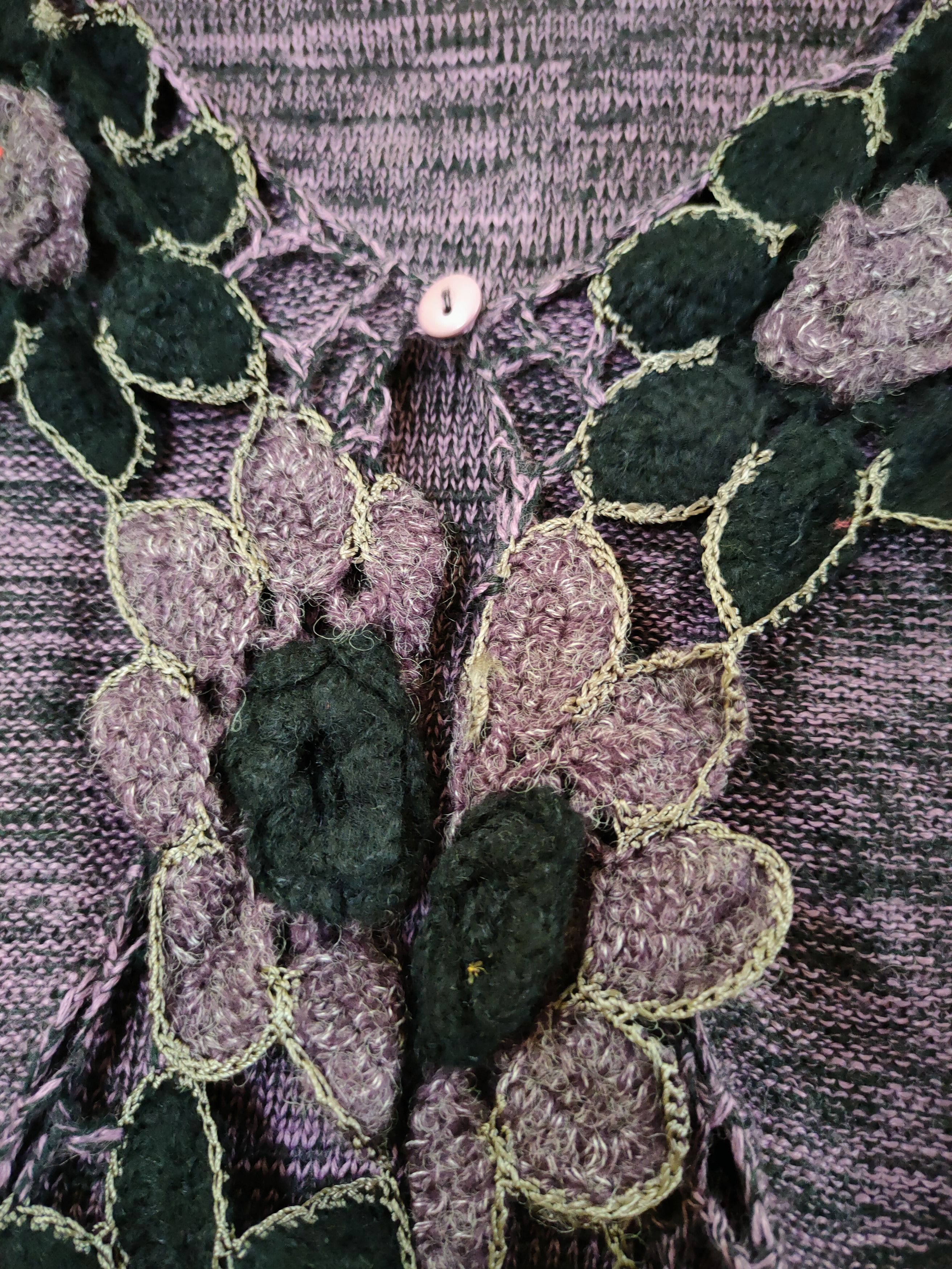 Vintage Kalabaza art flower knitwear japan purple cardigan #46-655 Size M / US 6-8 / IT 42-44 - 4 Thumbnail