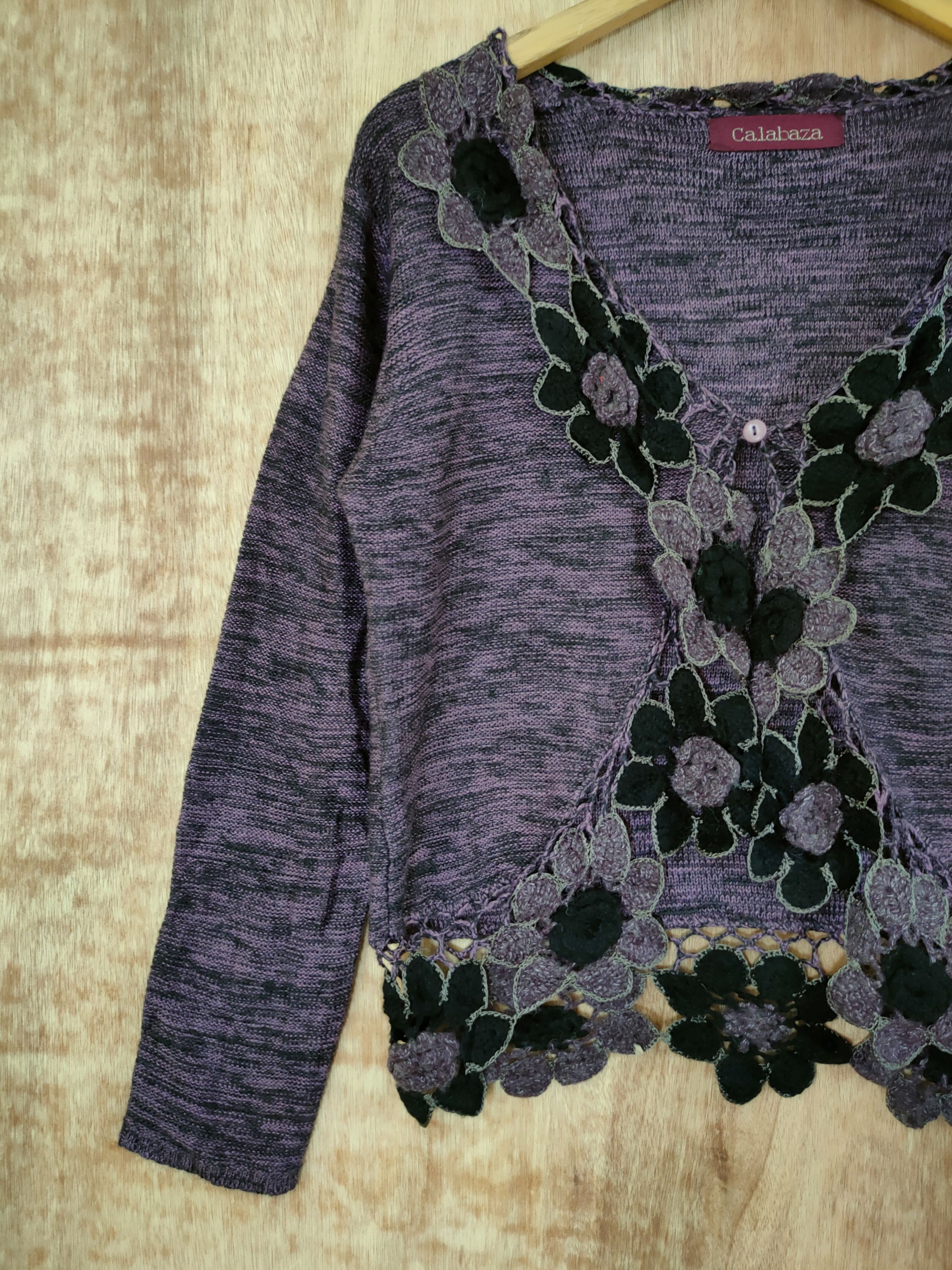 Vintage Kalabaza art flower knitwear japan purple cardigan #46-655 Size M / US 6-8 / IT 42-44 - 2 Thumbnail