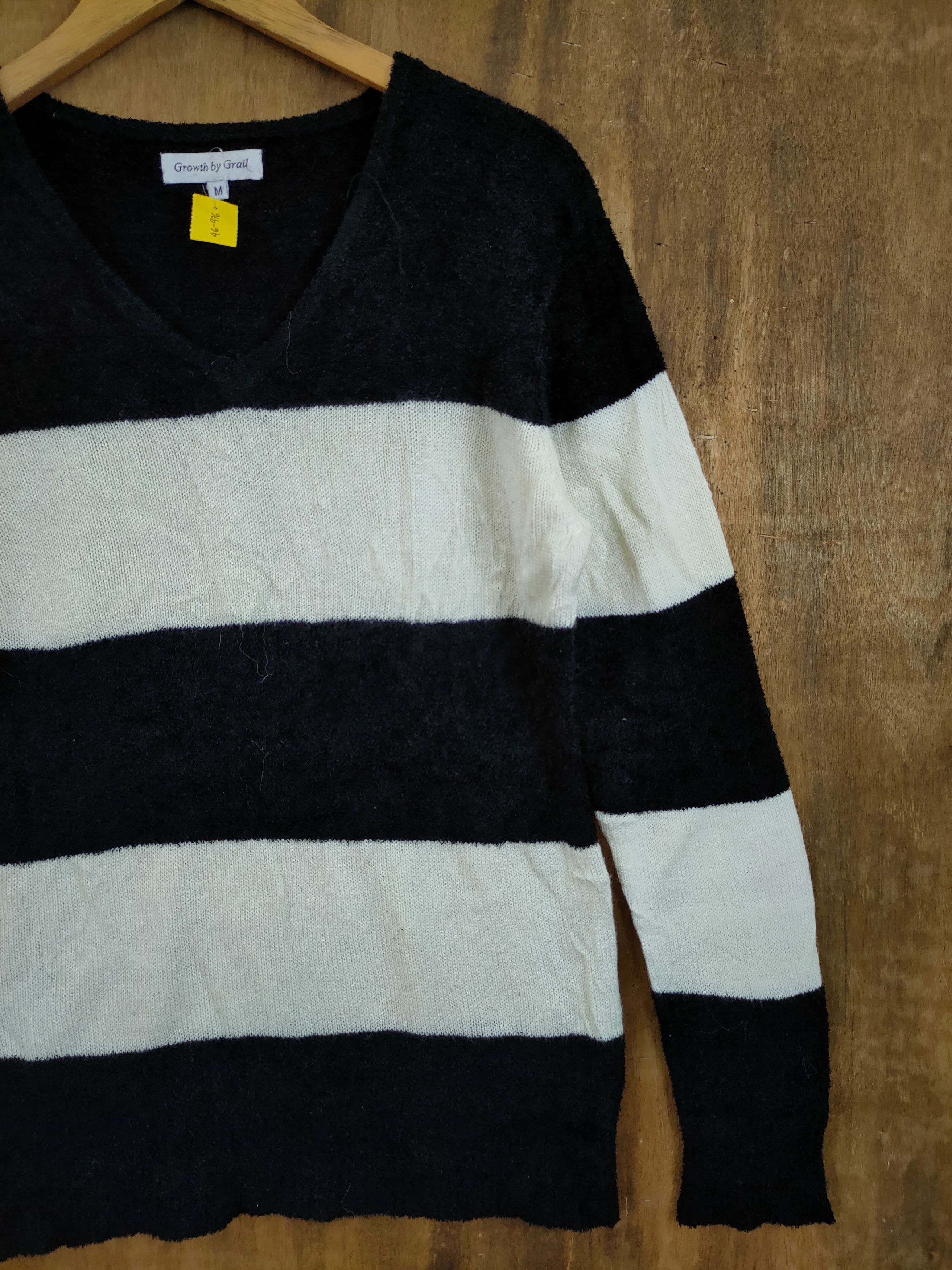 OVER THE STRiPES DL Growth By Grail stripe fleece sweatshirt knitwear #46-976 Size US M / EU 48-50 / 2 - 3 Thumbnail