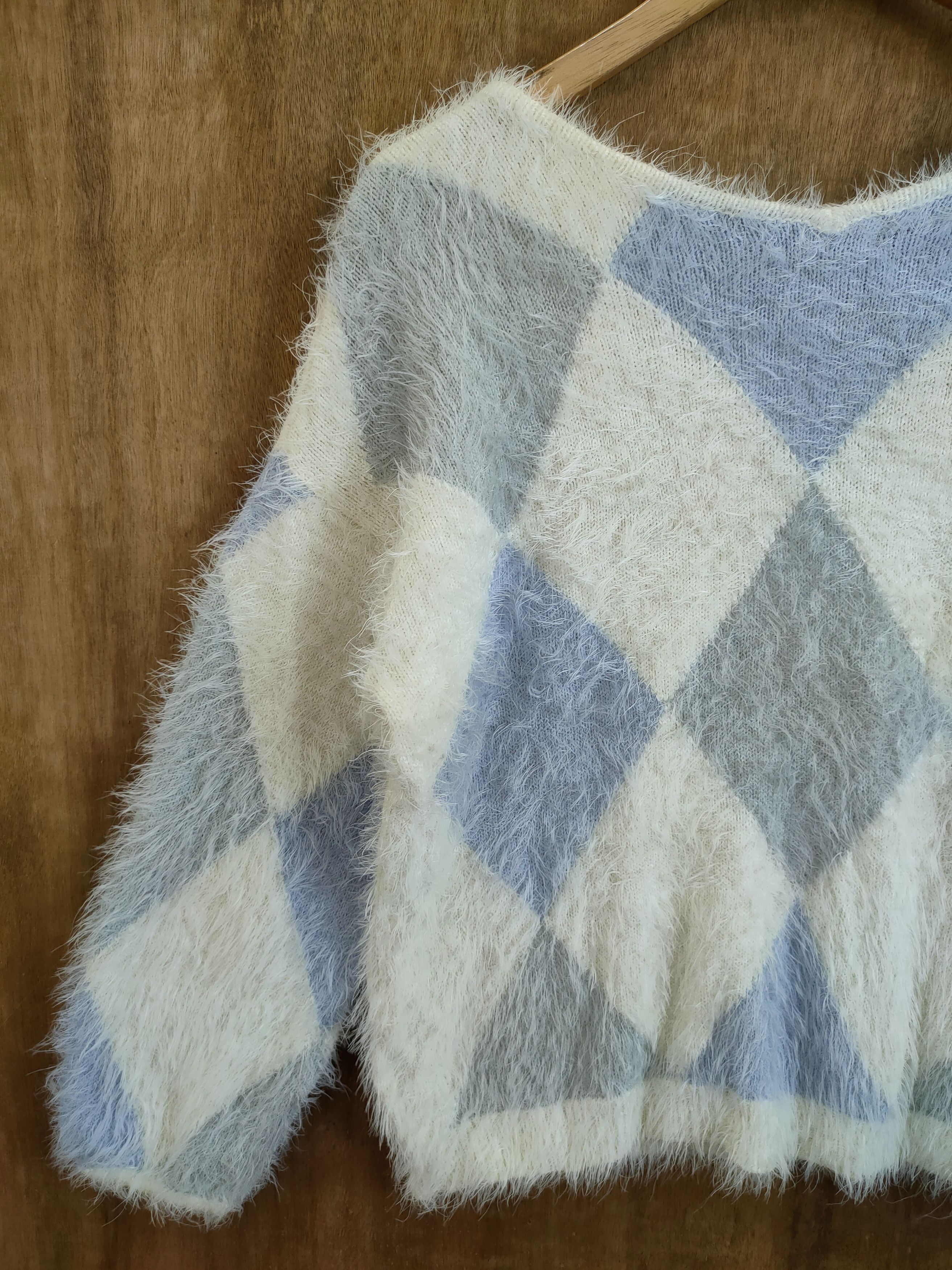 Homespun Knitwear D Lip Service diamond soft fur shag shaggy mohair #46-909 Size S / US 4 / IT 40 - 11 Thumbnail