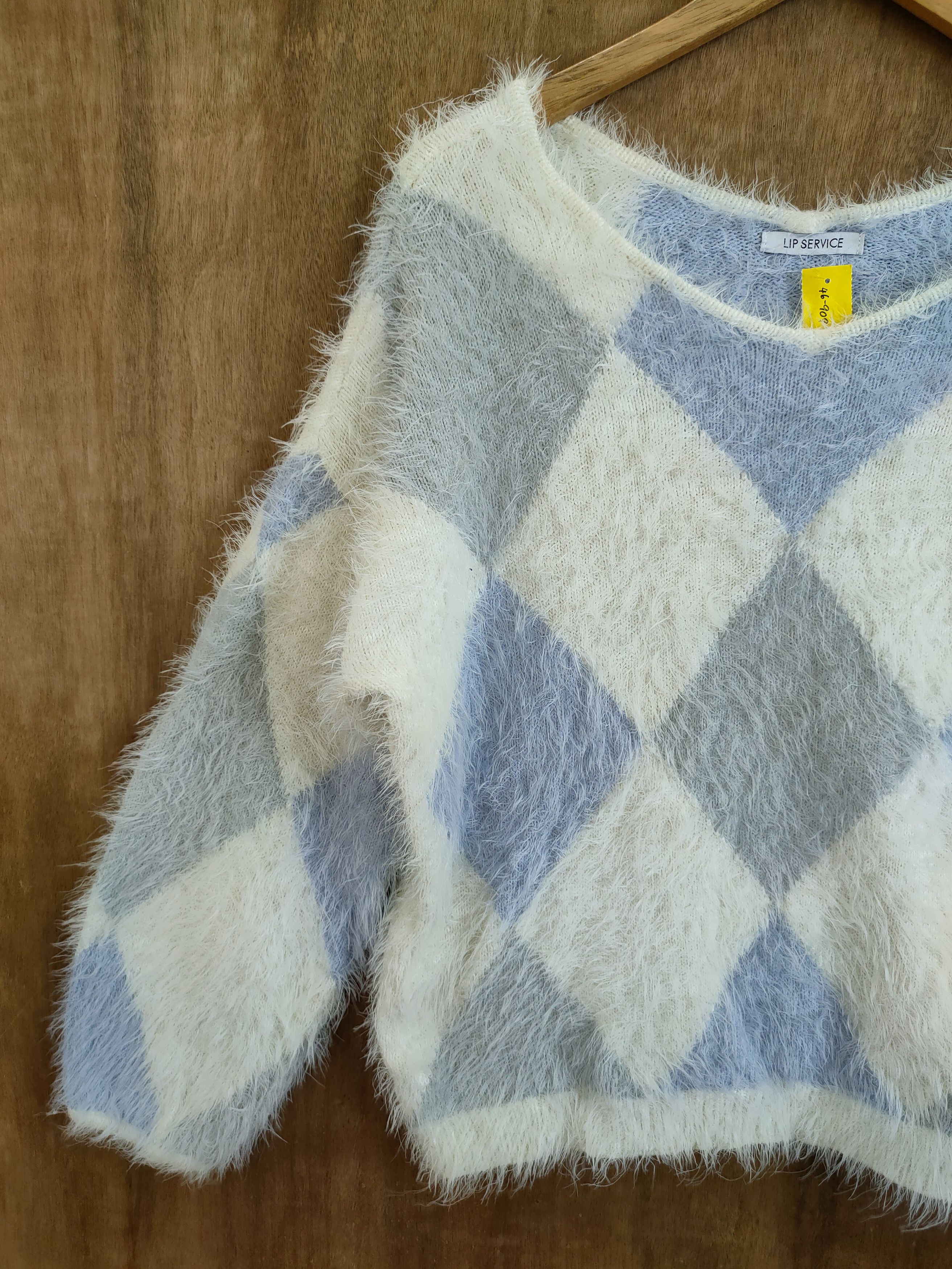 Homespun Knitwear D Lip Service diamond soft fur shag shaggy mohair #46-909 Size S / US 4 / IT 40 - 2 Thumbnail