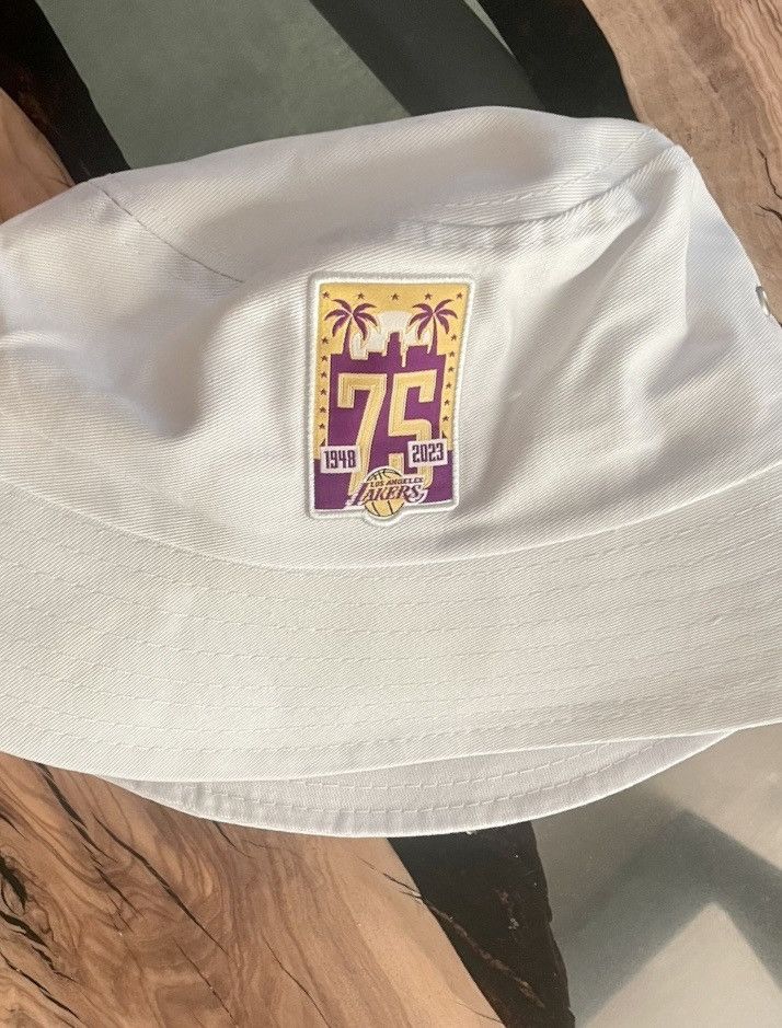 NBA Los Angeles Lakers 75th Anniversary Bucket Hat White OS Size ONE SIZE - 4 Thumbnail