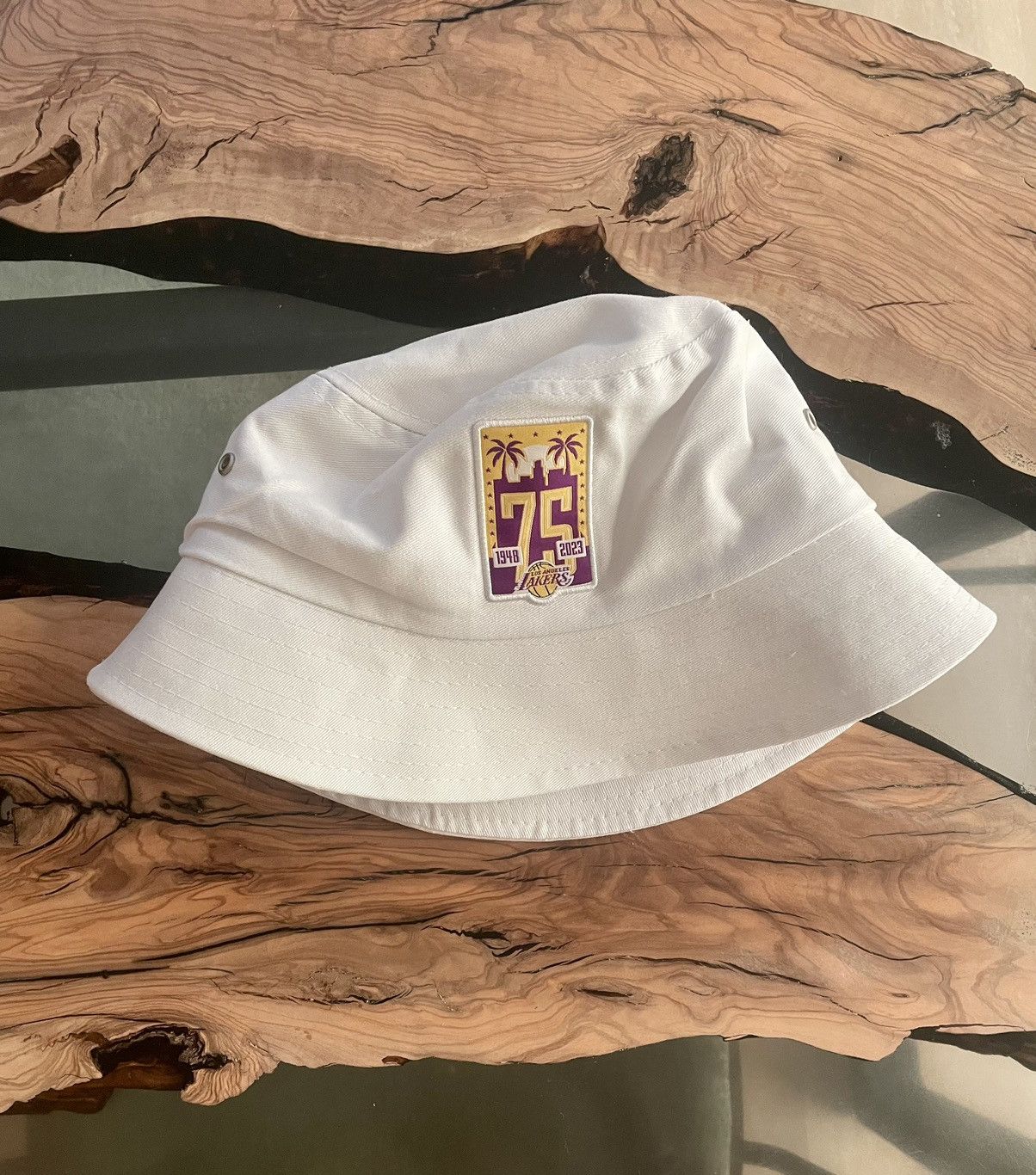 NBA Los Angeles Lakers 75th Anniversary Bucket Hat White OS Size ONE SIZE - 1 Thumbnail