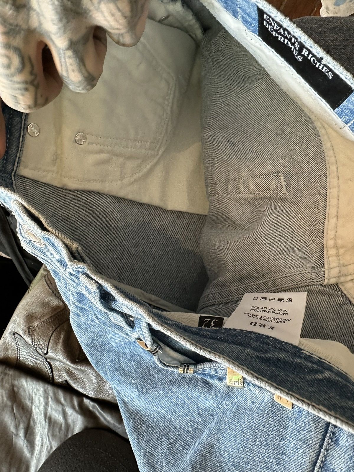 Enfants Riches Deprimes ERD DENIM / LEATHER BAGGY CARPENTER JEANS 4Gseller Size US 32 / EU 48 - 14 Thumbnail