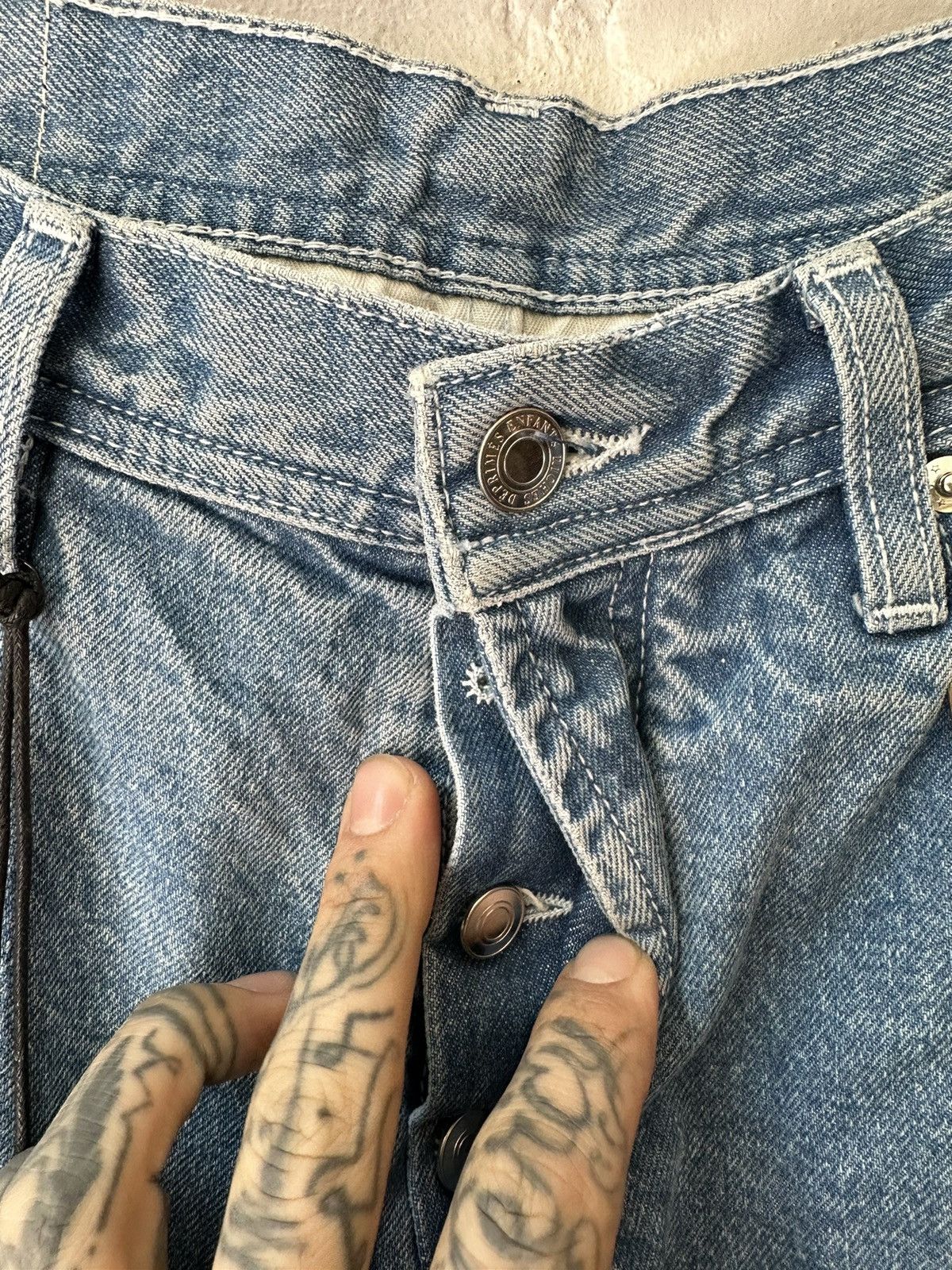 Enfants Riches Deprimes ERD DENIM / LEATHER BAGGY CARPENTER JEANS 4Gseller Size US 32 / EU 48 - 8 Thumbnail