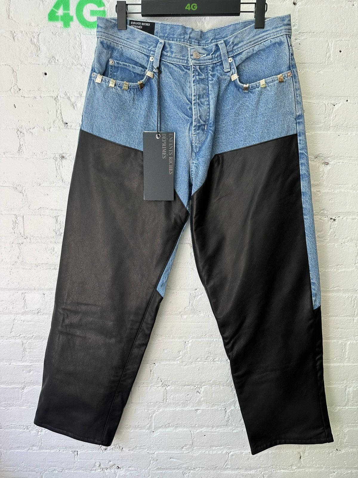 Enfants Riches Deprimes ERD DENIM / LEATHER BAGGY CARPENTER JEANS 4Gseller Size US 32 / EU 48 - 2 Thumbnail