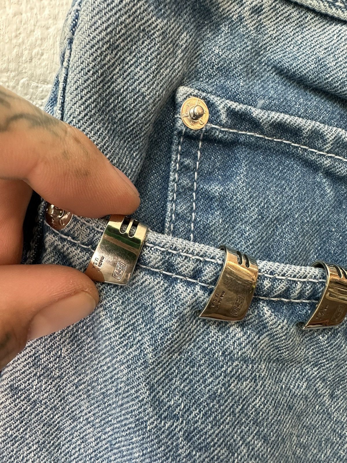 Enfants Riches Deprimes ERD DENIM / LEATHER BAGGY CARPENTER JEANS 4Gseller Size US 32 / EU 48 - 5 Thumbnail
