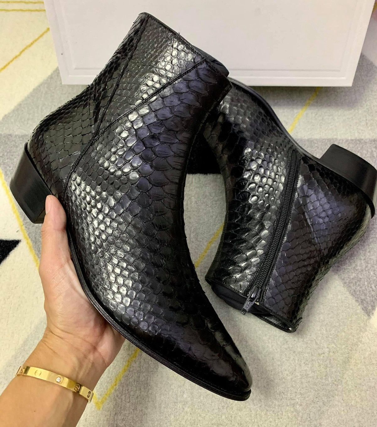Celine × Hedi Slimane 19SS 40mm Python Jacno Zipped Boots sz40/41.5 ...
