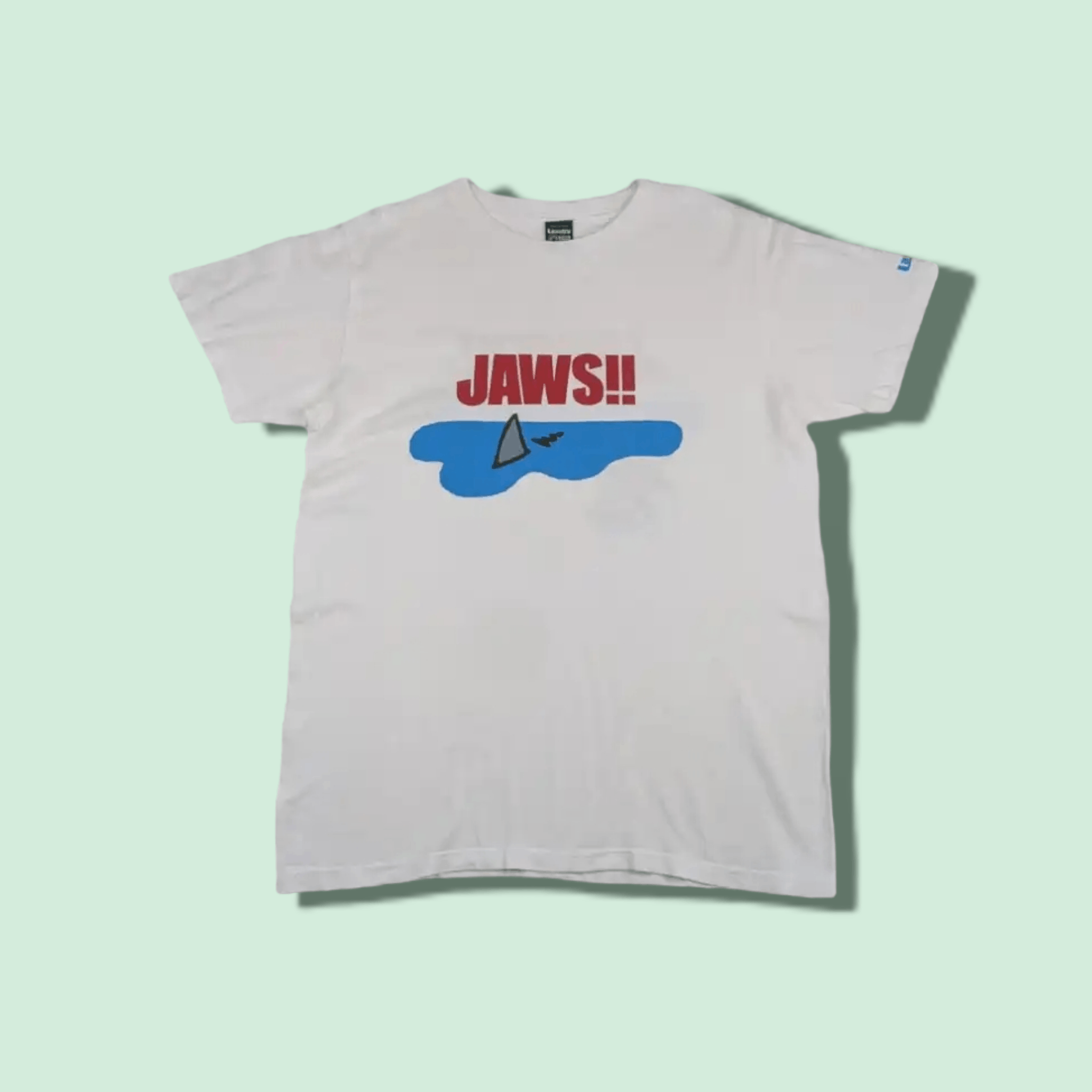 image of Japan Laundry Jaws Movie T-Shirt in White, Men's (Size Large)