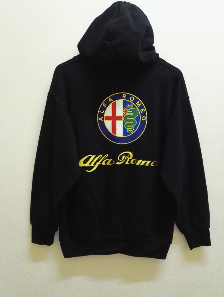 image of Racing x Sports Specialties Hoodie Alfa Romeo Big Logo Embroidered Stiker in Black (Size Medium)