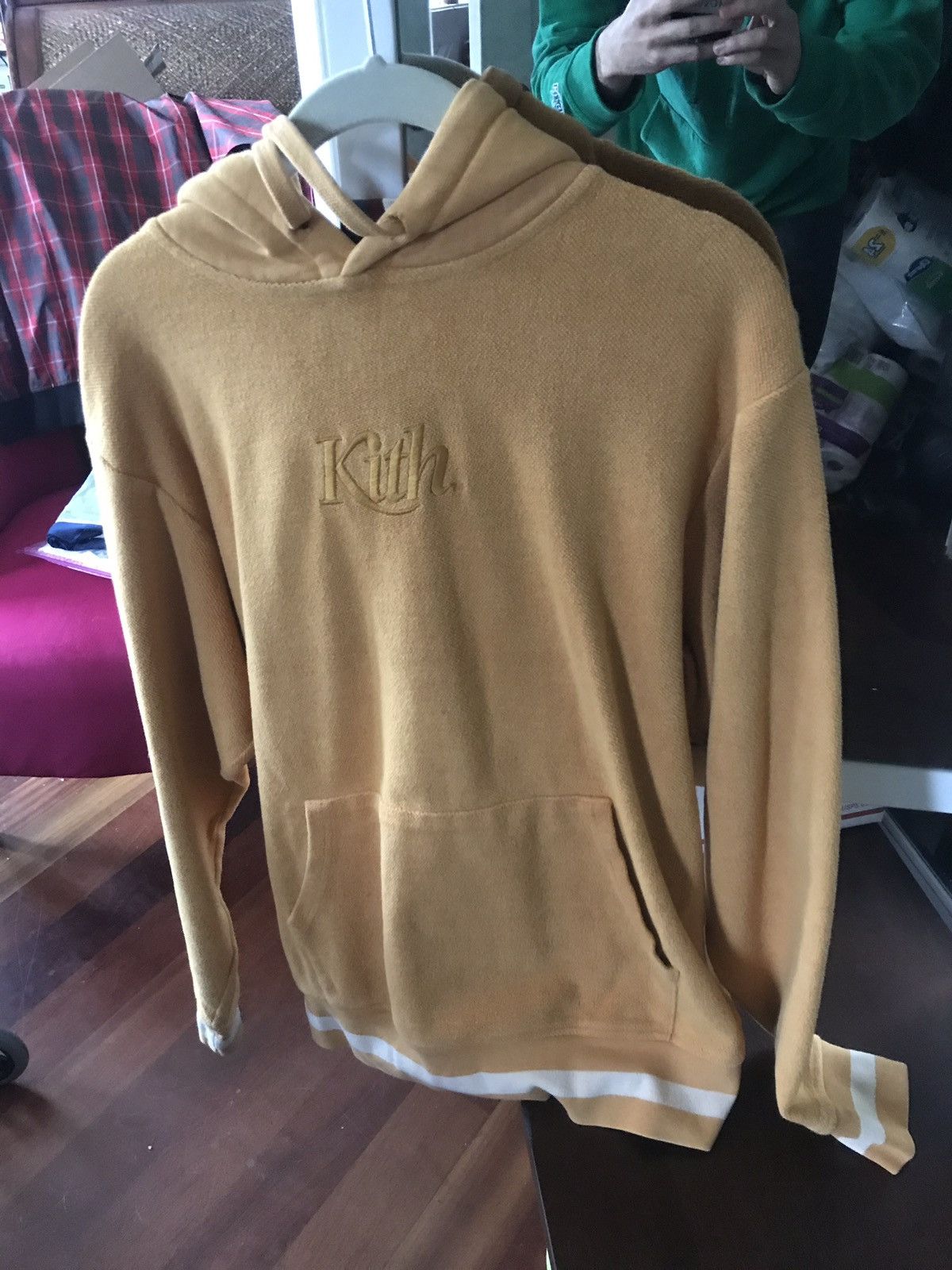 image of 2018 Kith Reverse Williams Serif Logo Sweatshirt in Yellow, Men's (Size XS)