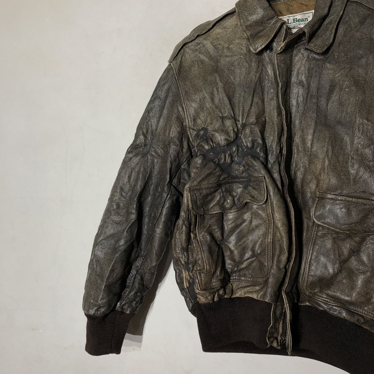 Japanese Brand VINTAGE 80's L.L.BEAN LEATHER JACKET BOMBER JACKET Size US S / EU 44-46 / 1 - 4 Thumbnail