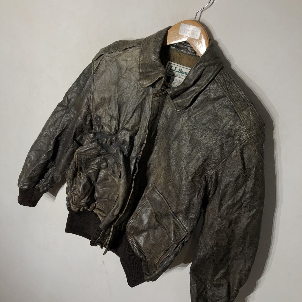 Japanese Brand VINTAGE 80's L.L.BEAN LEATHER JACKET BOMBER JACKET Size US S / EU 44-46 / 1 - 3 Thumbnail