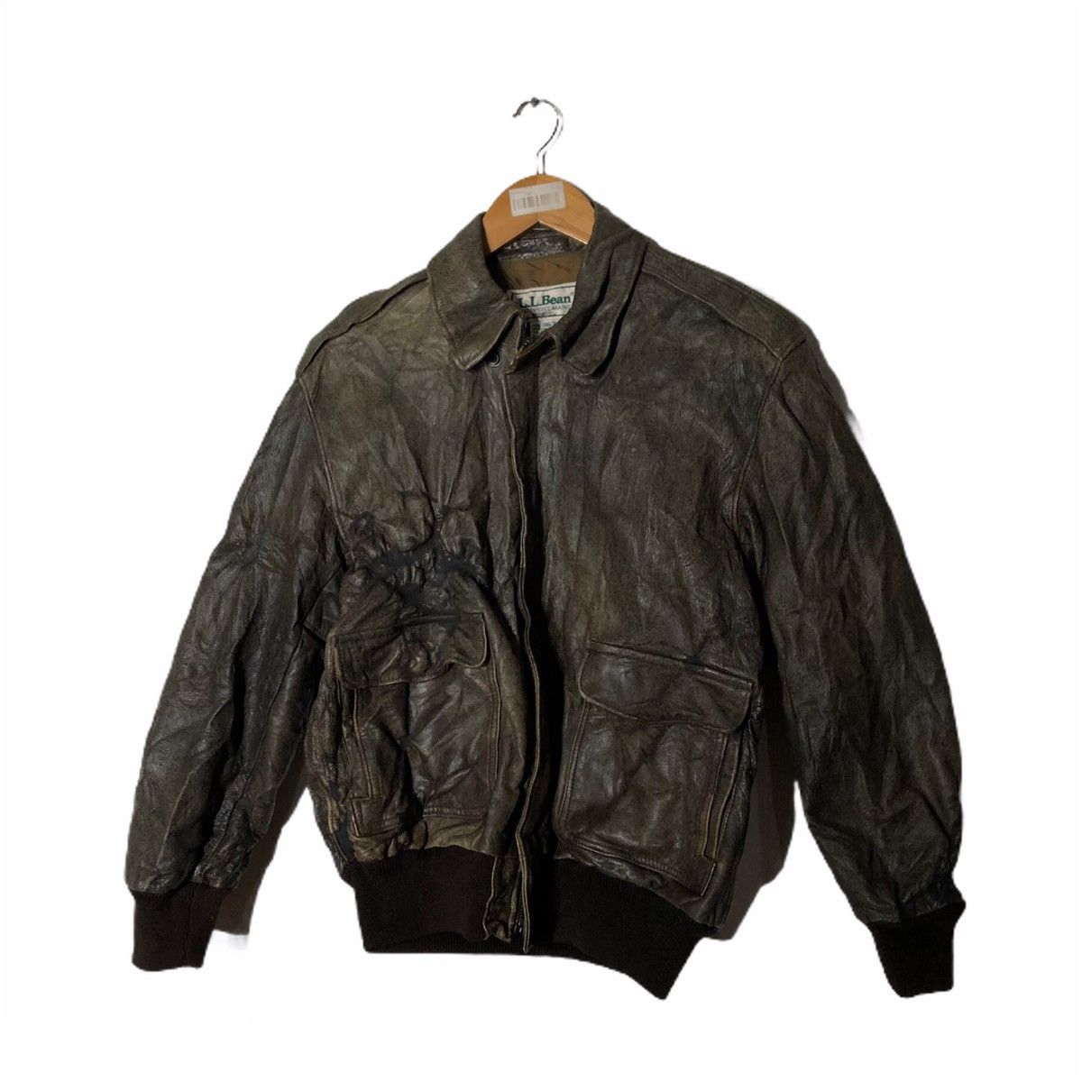 Japanese Brand VINTAGE 80's L.L.BEAN LEATHER JACKET BOMBER JACKET Size US S / EU 44-46 / 1 - 1 Thumbnail