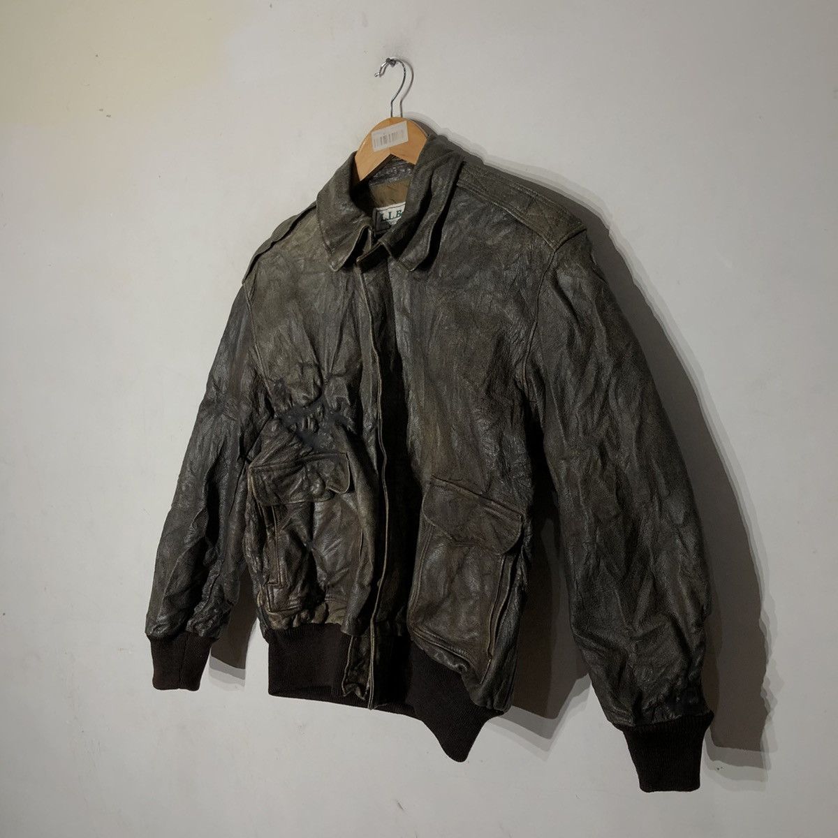 Japanese Brand VINTAGE 80's L.L.BEAN LEATHER JACKET BOMBER JACKET Size US S / EU 44-46 / 1 - 2 Thumbnail