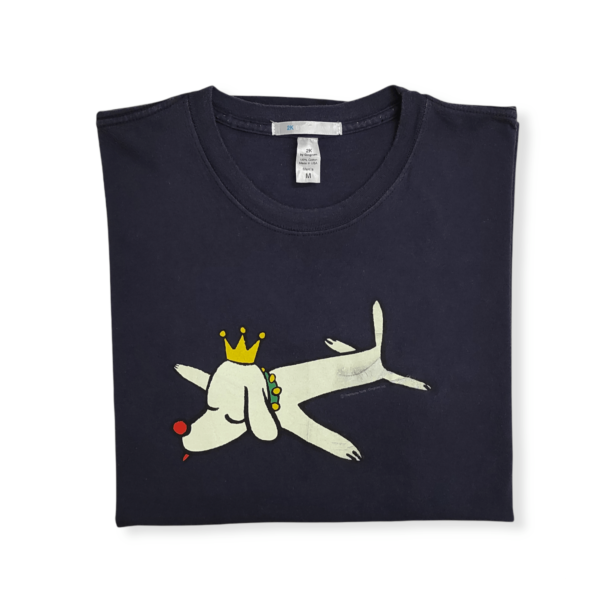 image of Art Archive Yoshitomo Nara Pup King 2K Gingham in Navy Blue, Men's (Size Medium)