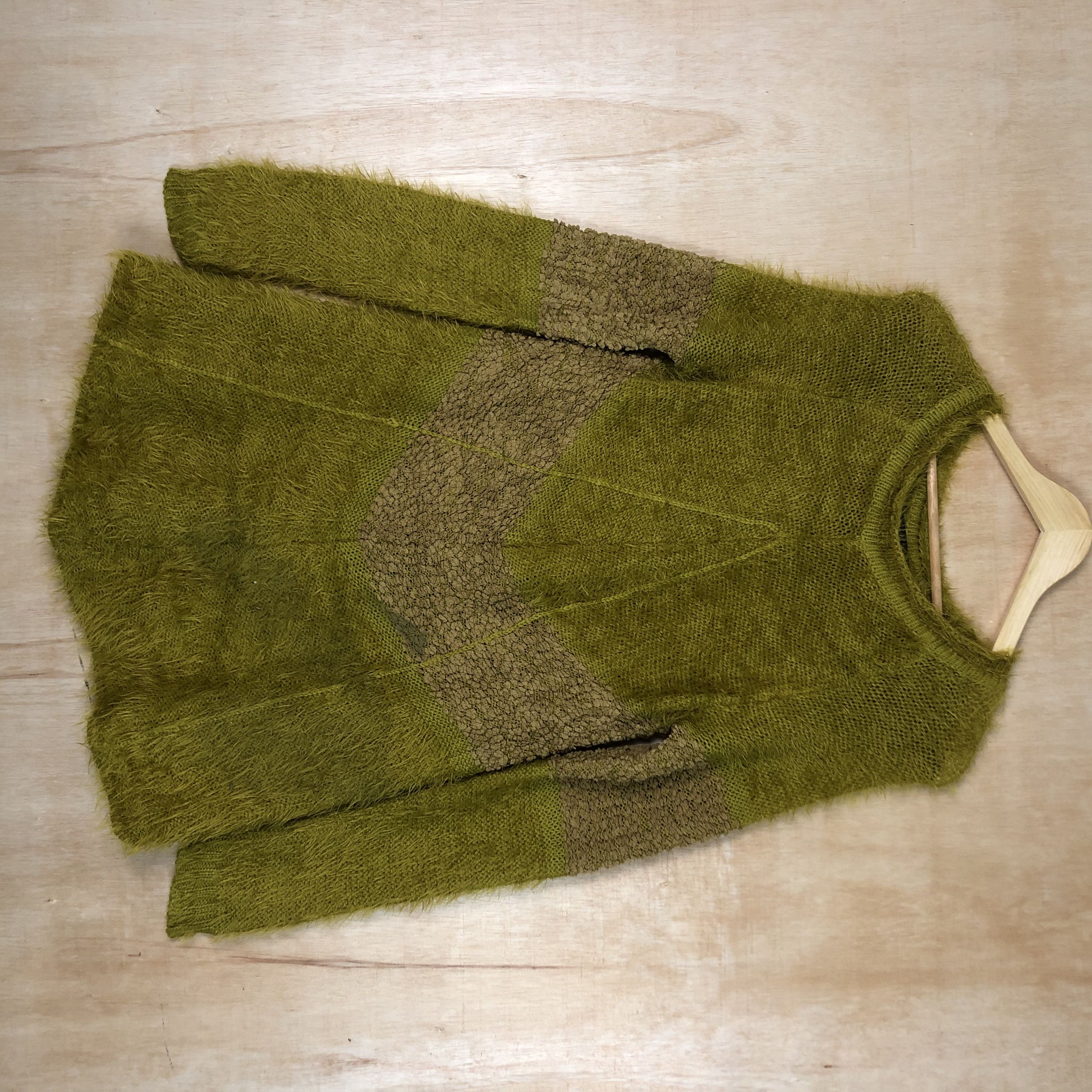 image of Coloured Cable Knit Sweater x Vintage Koibito Misaki Long Knitwear Shag Shaggy Fur Mohairc026 in Mu
