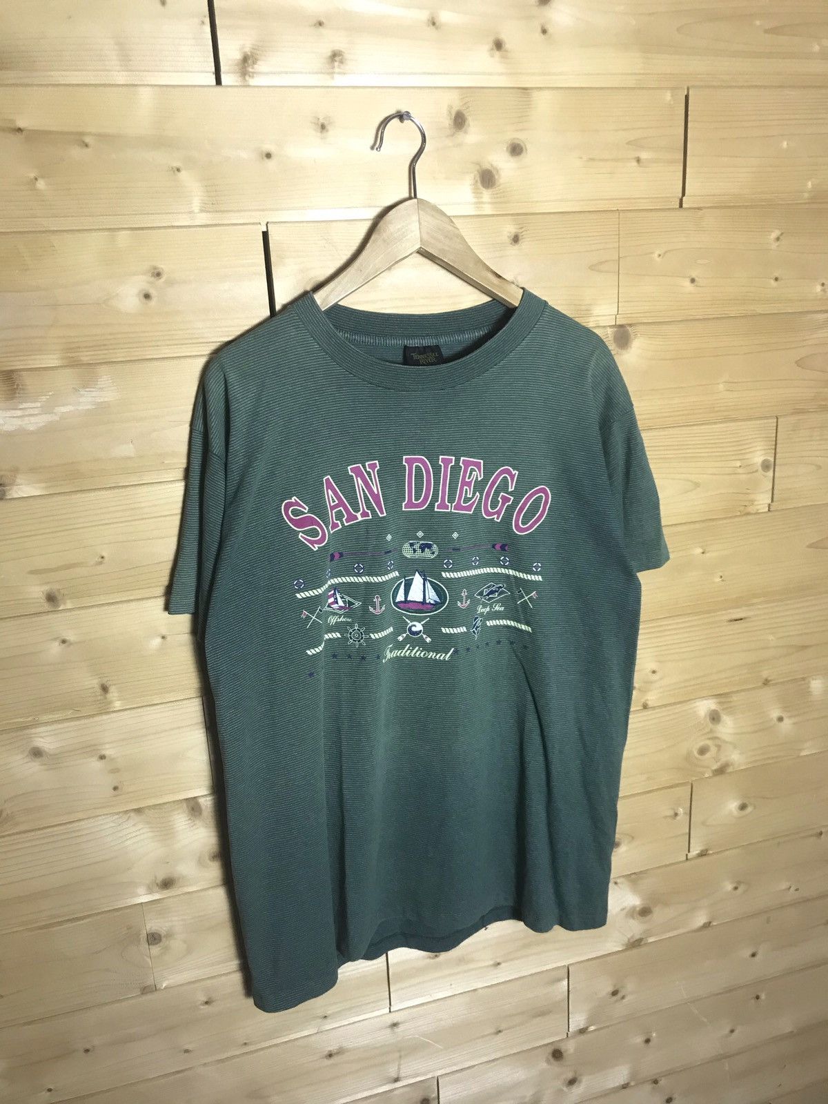Vintage Vintage San Diego striped single stitch t-shirt Size US L / EU 52-54 / 3 - 2 Thumbnail