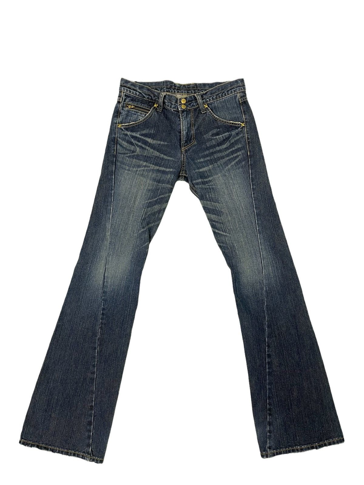 Japanese Brand Flare Jeans Lee Whiskered Boot Cut Denim 7🟦 Size US 31 - 6 Thumbnail
