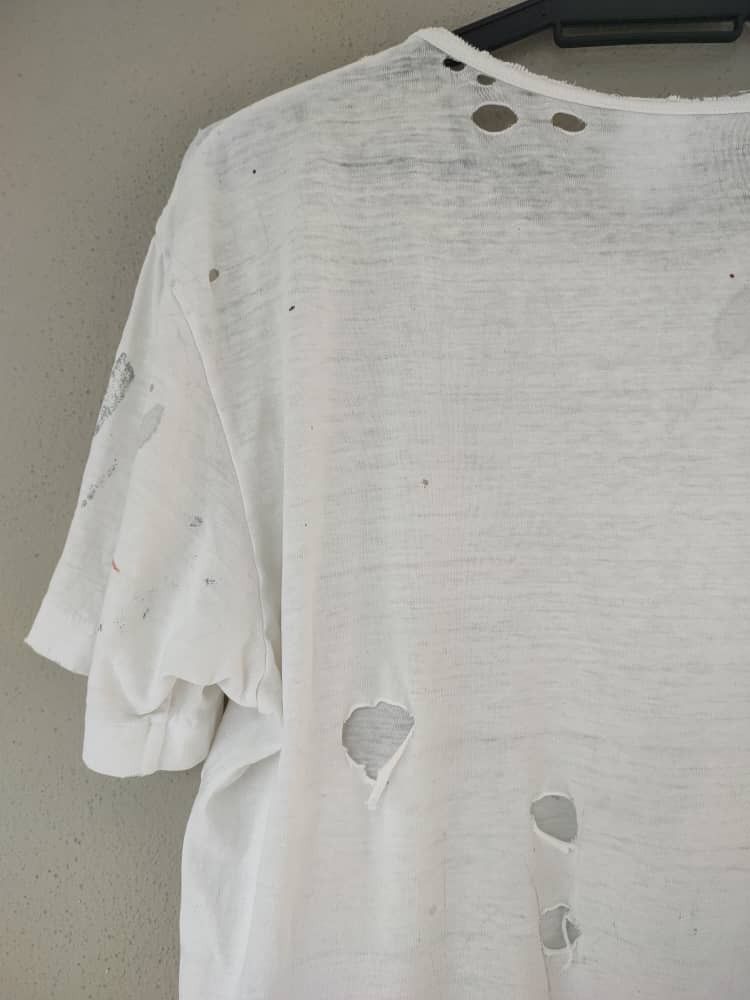Adidas THRASHED Vtg Adidas Triple Double Distressed T Size US M / EU 48-50 / 2 - 8 Thumbnail