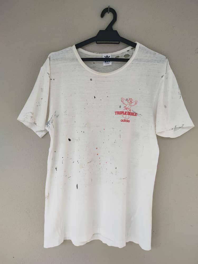 Adidas THRASHED Vtg Adidas Triple Double Distressed T Size US M / EU 48-50 / 2 - 1 Thumbnail